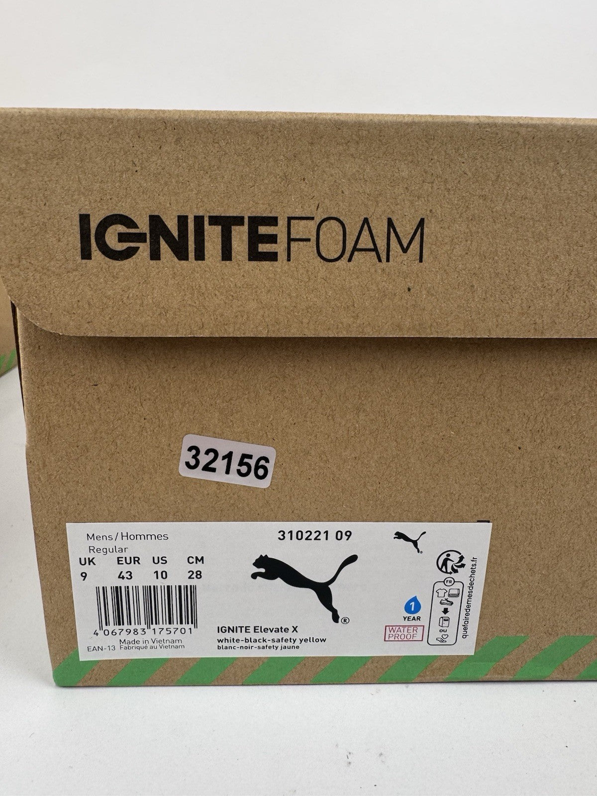 Puma IGNITE Elevate X Golf Shoes Mens Size UK 9 White Black Safety Yellow/321569