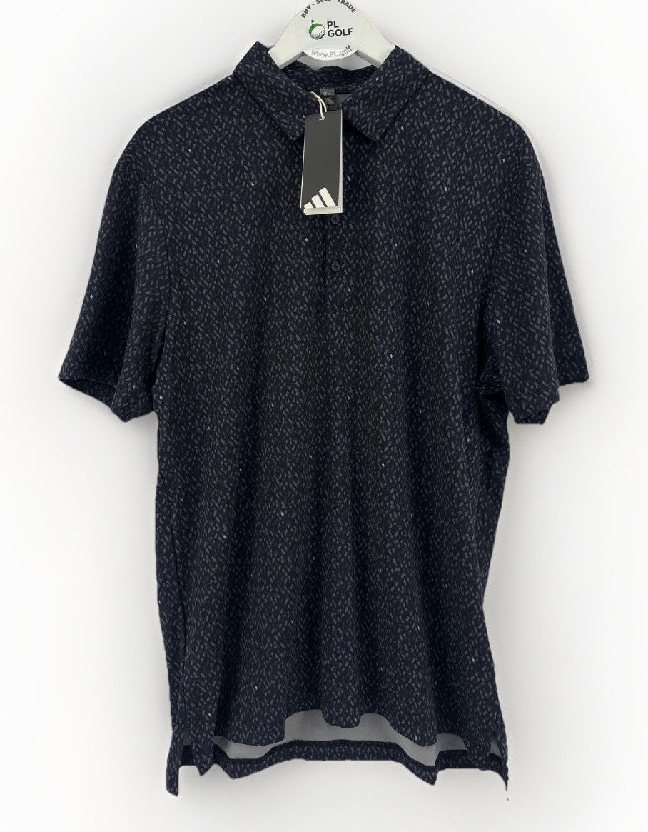 Adidas Ultimate365 Micro Argyle Print Polo Shirt Men's Medium Black/329410