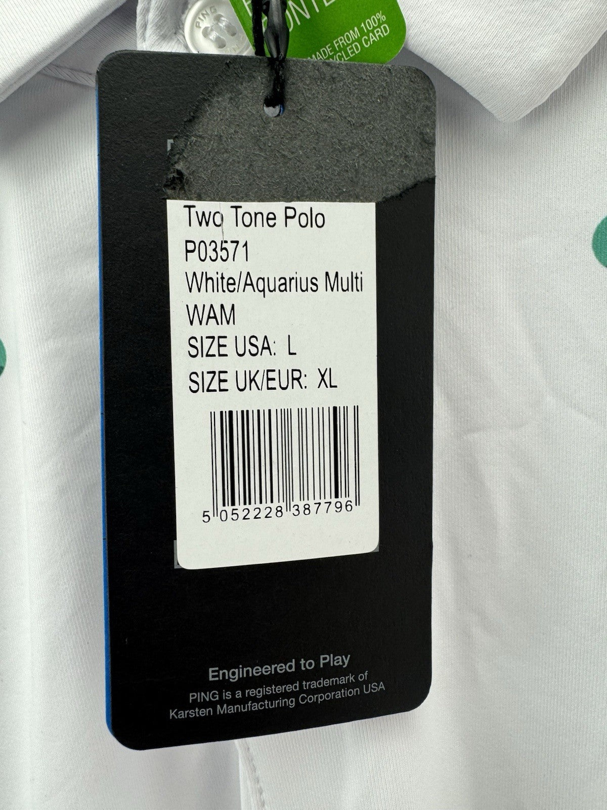 Ping Golf Mens Polo Shirt Two Tone UK XL /Short Sleeve /White /New /308064