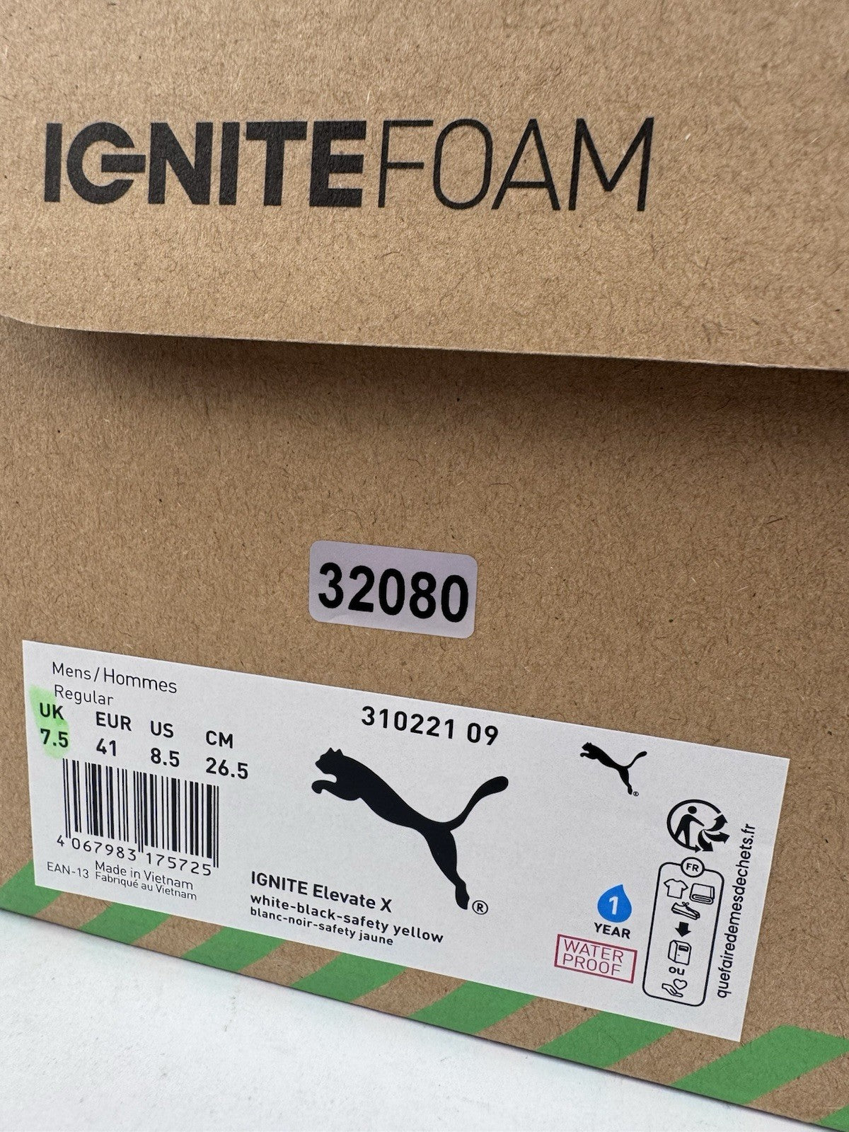 Puma IGNITE Elevate X Golf Shoes Mens Size UK 7.5 White Black Yellow/320807