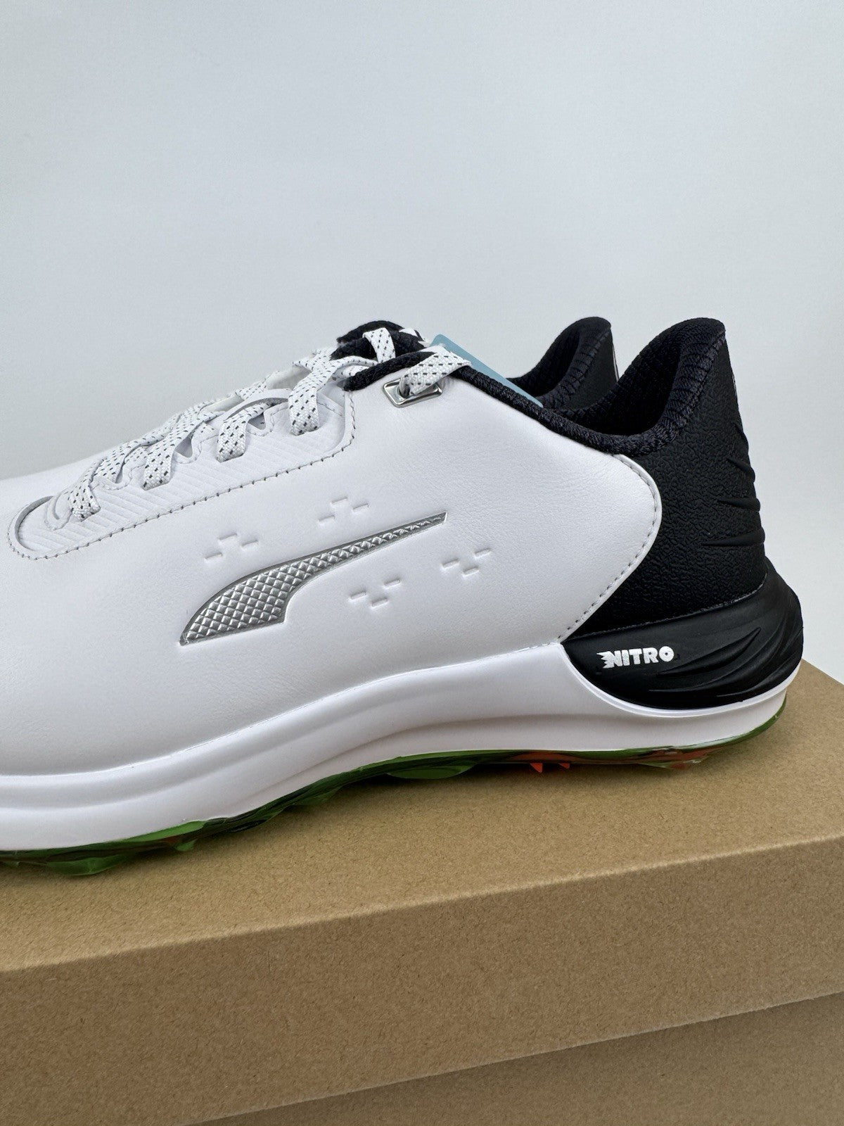Puma Phantomcat Nitro Men's Golf Shoes Size UK 8 White Black Fluro/320331