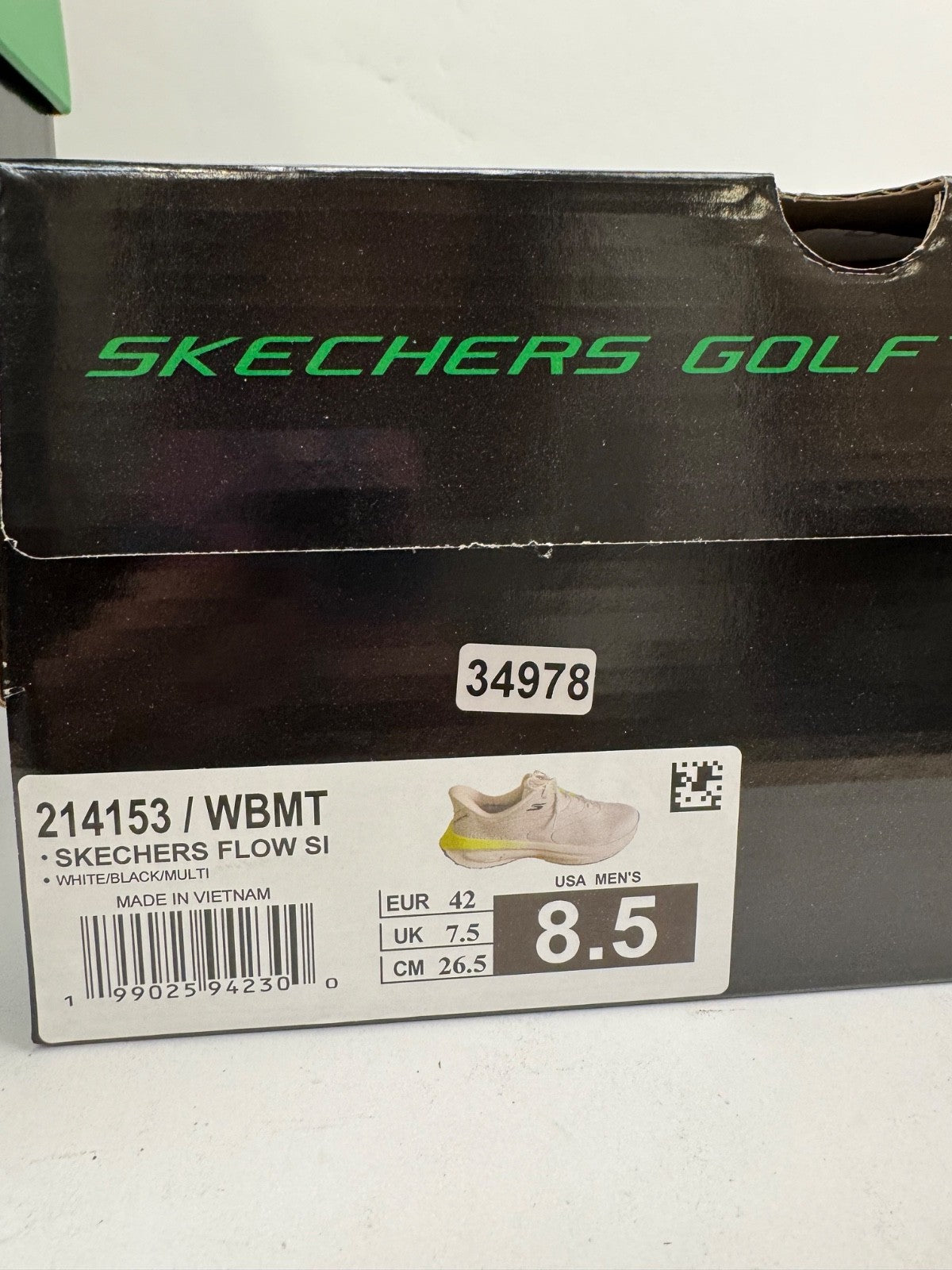 Skechers Flow Slip Ins Mens Golf Shoes UK 7.5 Waterproof White/Yellow/3497811