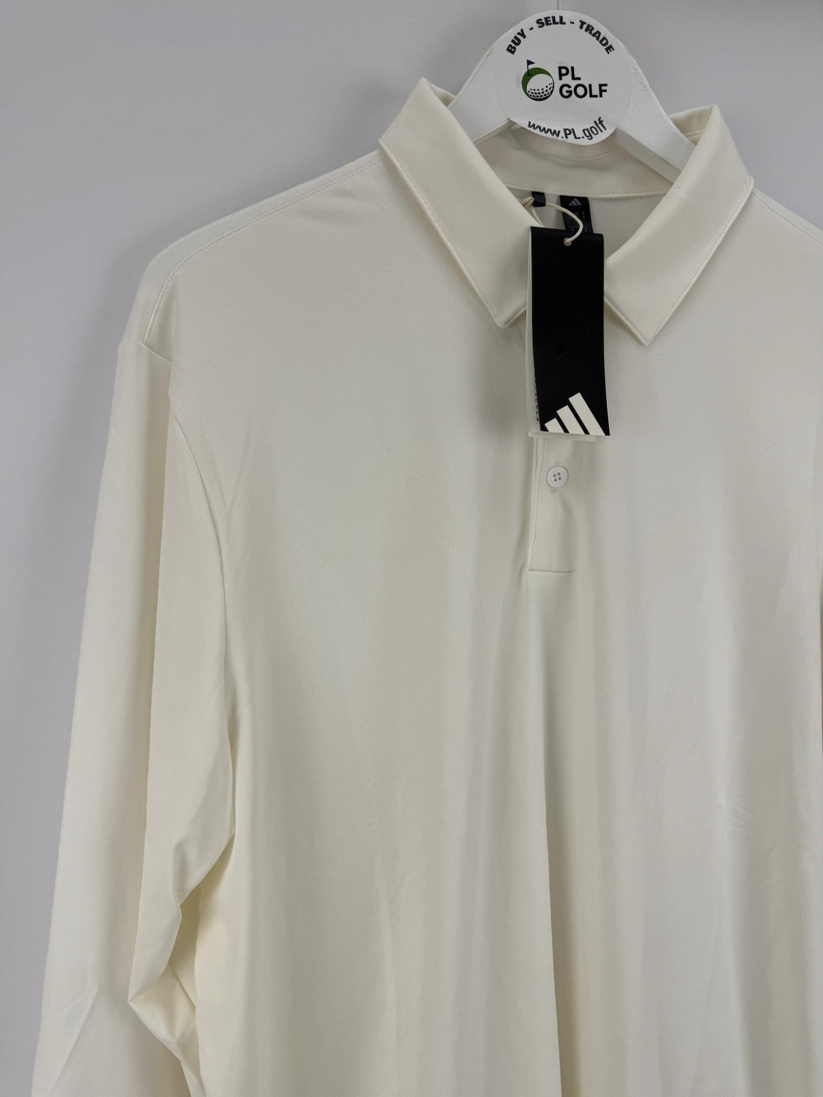 Adidas Core LS Polo Shirt Men's Large Cream Long Sleeve Golf Wear/329521