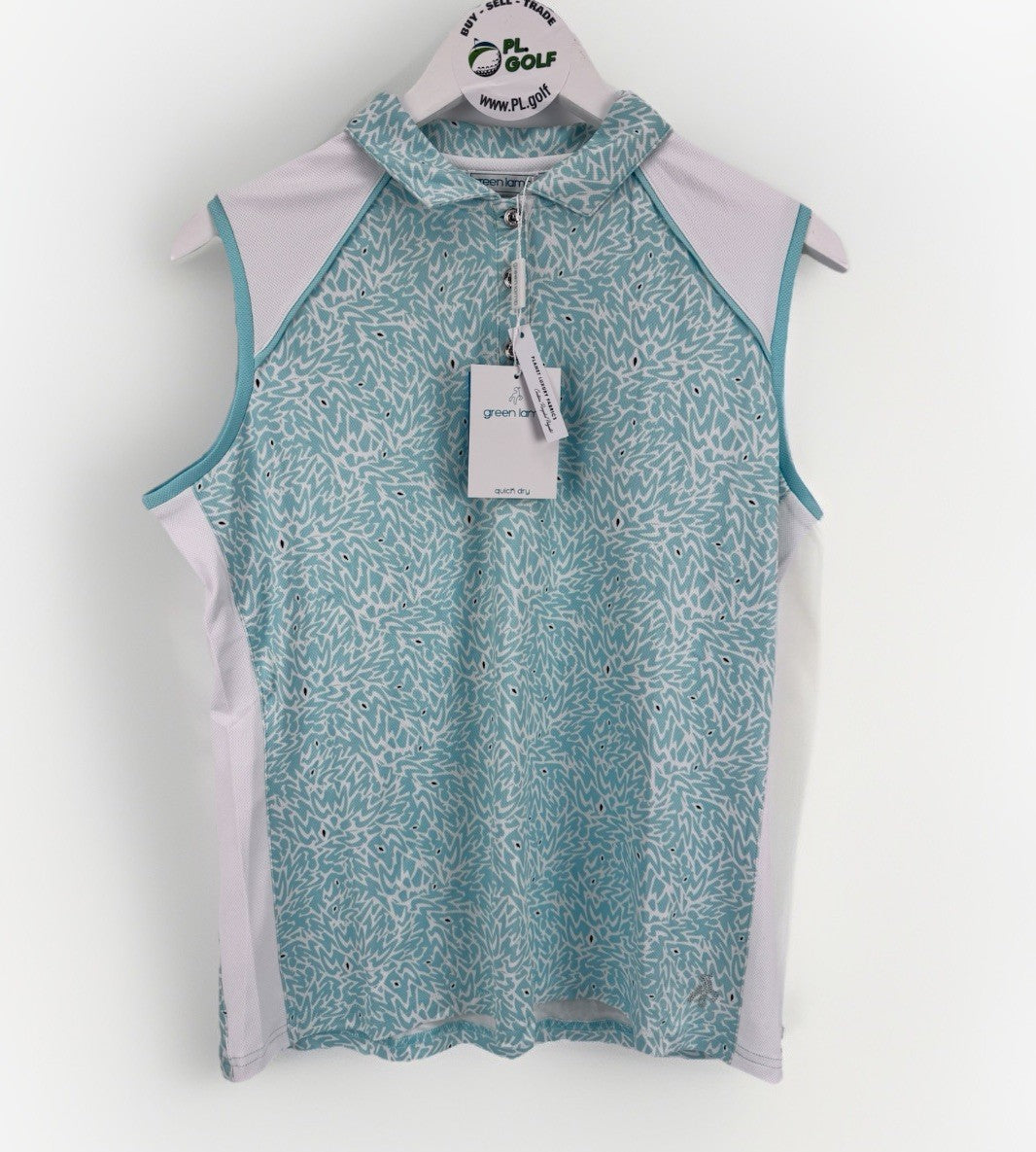Green Lamb Women’s Sleeveless Golf Polo Patterned Size UK 14 /317950