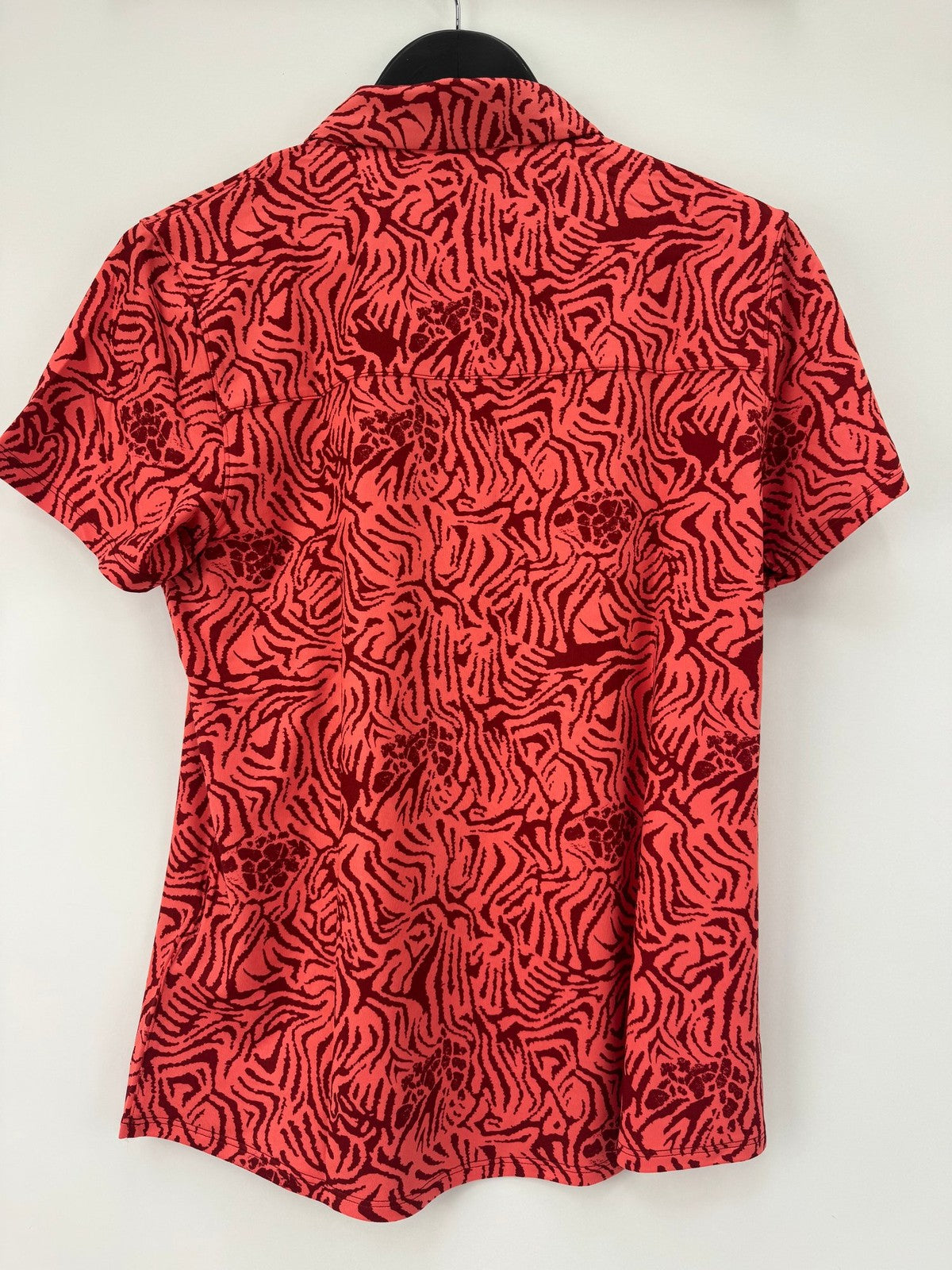 PUMA Women Cloudspun Zebra SS Polo Shirt Salmon Intense Red Size M Golf/352934