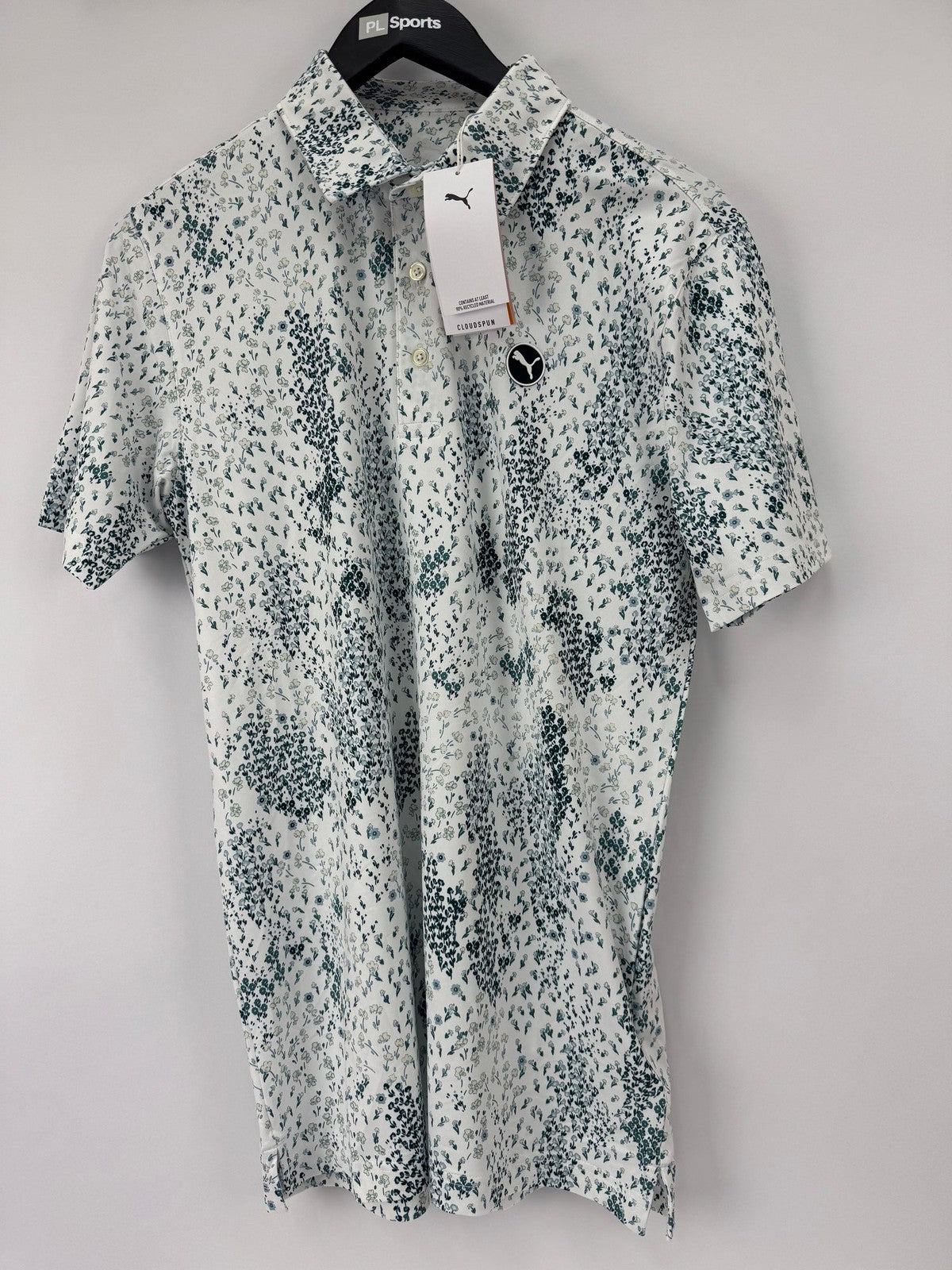 Puma Cloudspun Golf Garden Polo Men's Size XL White Glow Floral Print/354170
