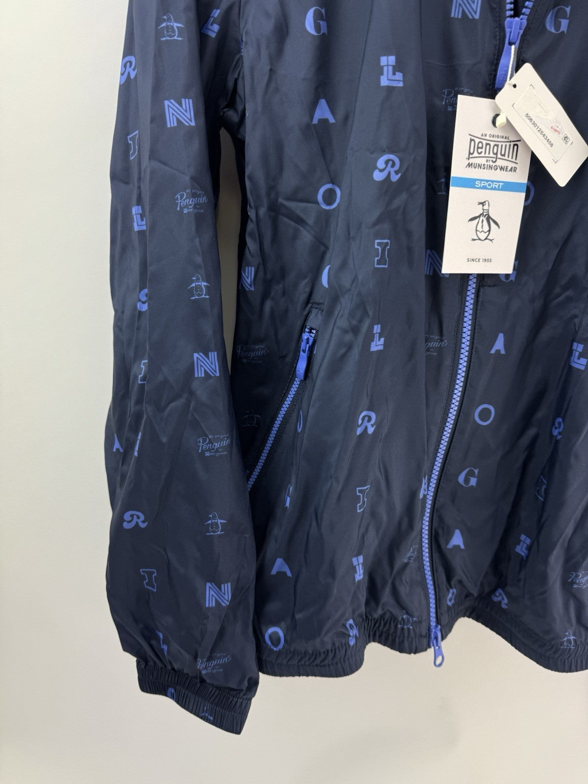 Penguin Original Golf Wind Jacket Logo Print Hood Lightweight UK Small /298241