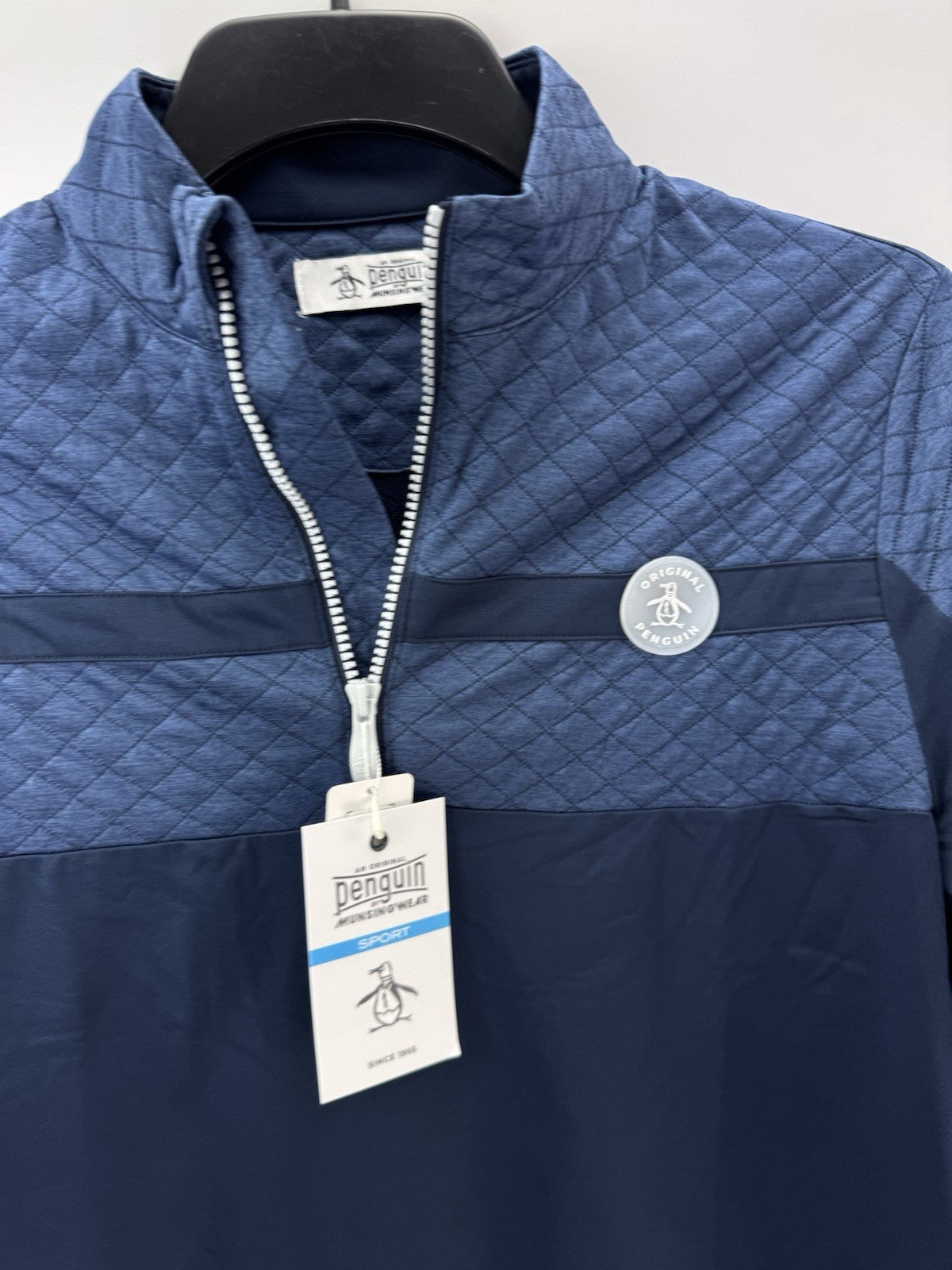 Original Penguin Pullover Heritage Block 1/4 Zip UK Small /Navy /New /252163