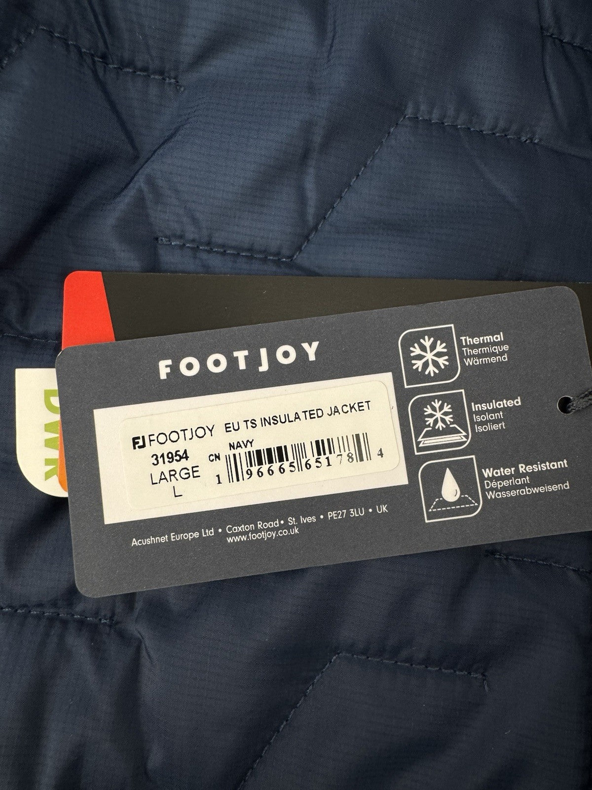 FootJoy ThermoSeries Insulated Quilted Golf Wind Jacket Mens Size L Navy/336328