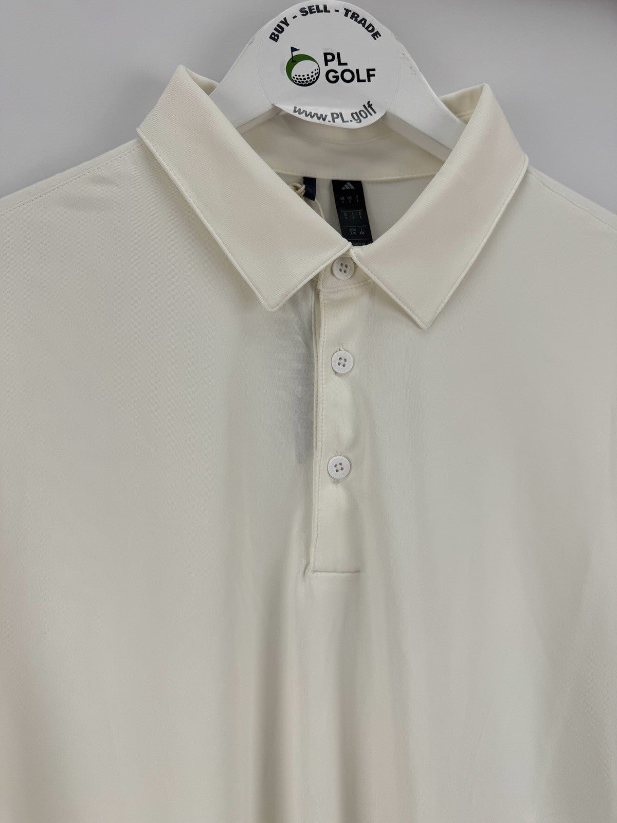 Adidas Core LS Polo Shirt Men's Large Cream Long Sleeve Golf Wear/329604