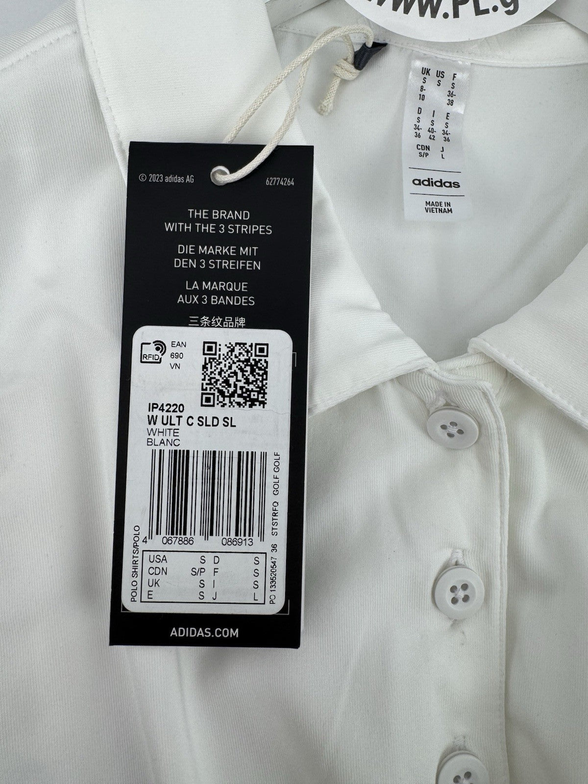 adidas Ultimate365 Women’s Golf White Sleeveless Polo Shirt Size Small/ 318128