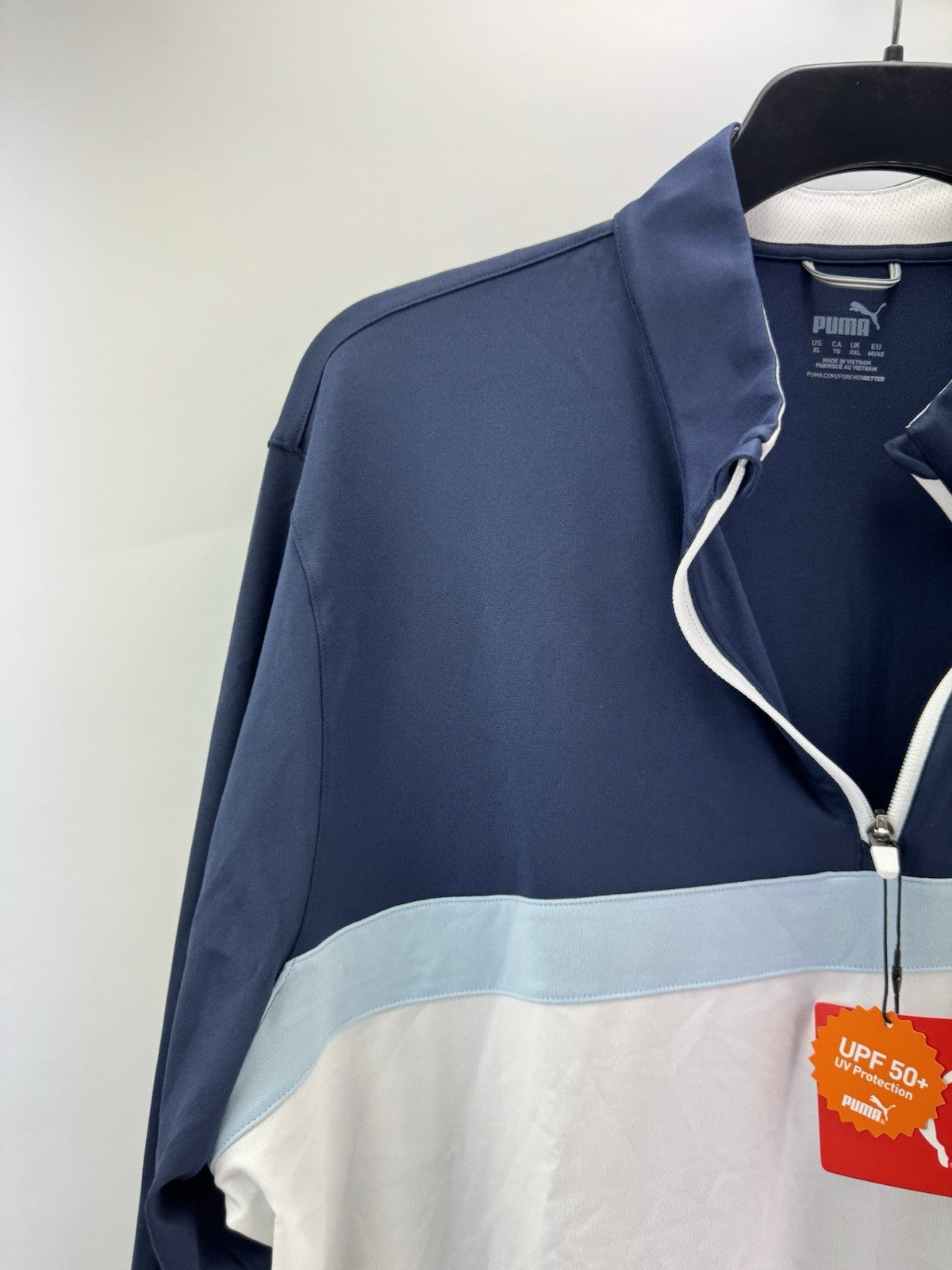 Puma Golf Colorblock Pullover 1/4 Zip UK XXL /White/Navy /New /272272