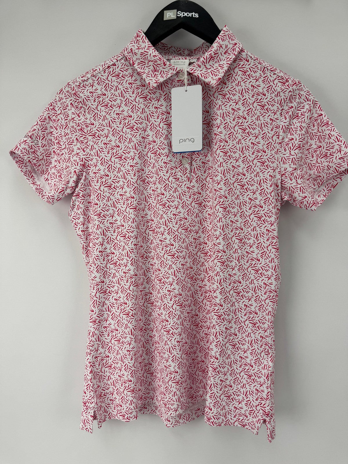 Ping Aeria P93782 Women's Golf Polo Shirt Size UK 8 Fuchsia Foliage/353990