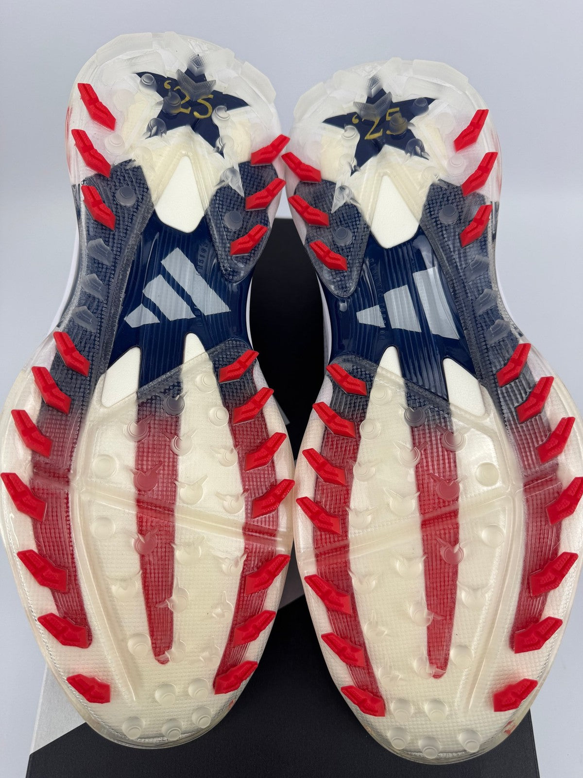 Adidas Adizero ZG Golf Shoes Men's UK 10.5 Medium White Blue Red Spikes/312518
