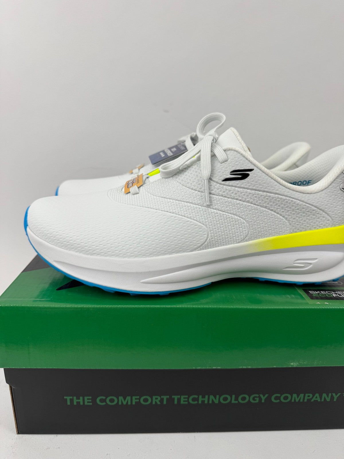 Skechers Flow Slip Ins Mens Golf Shoes UK 8 Waterproof White/Yellow/349752