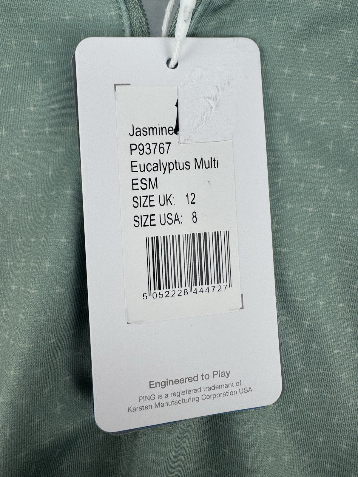 Ping Jasmine Golf Jumper Women's UK Size 12 Green Multi Long Sleeve Zip Up/3151412