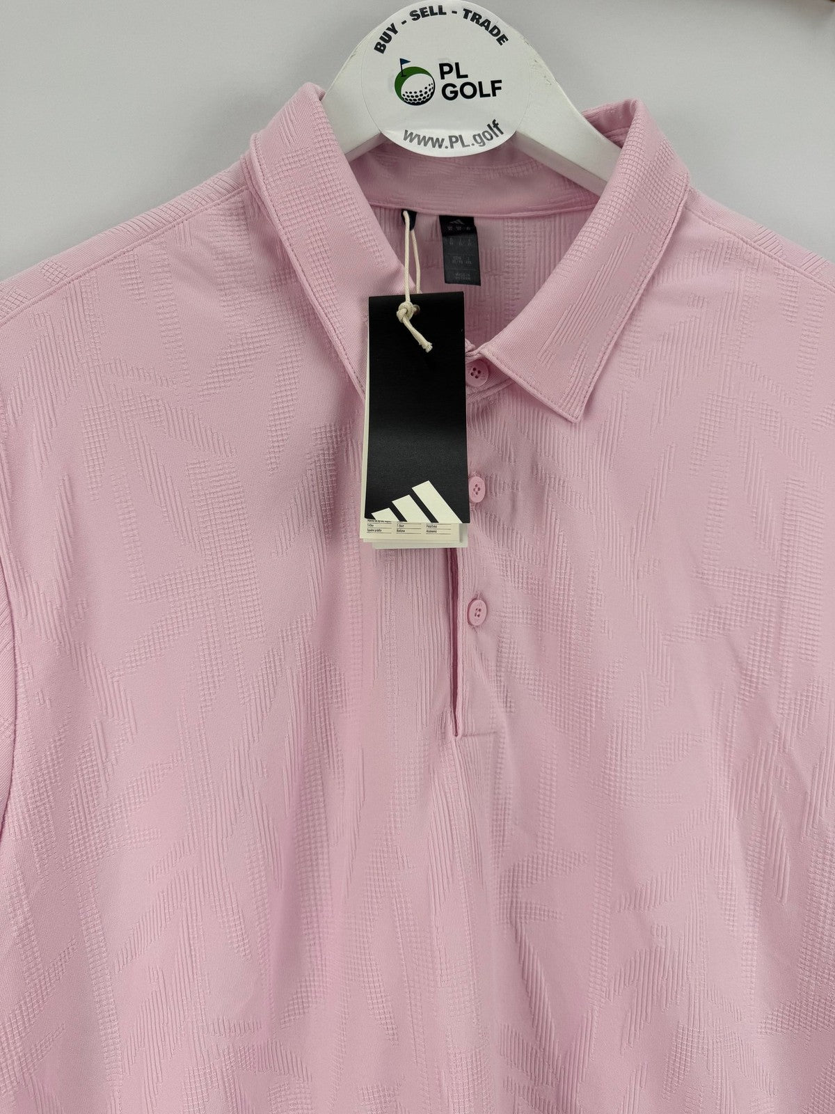 Adidas Go-To Textured Golf Polo Men's Size XL Clear Pink Short Sleeve/329345