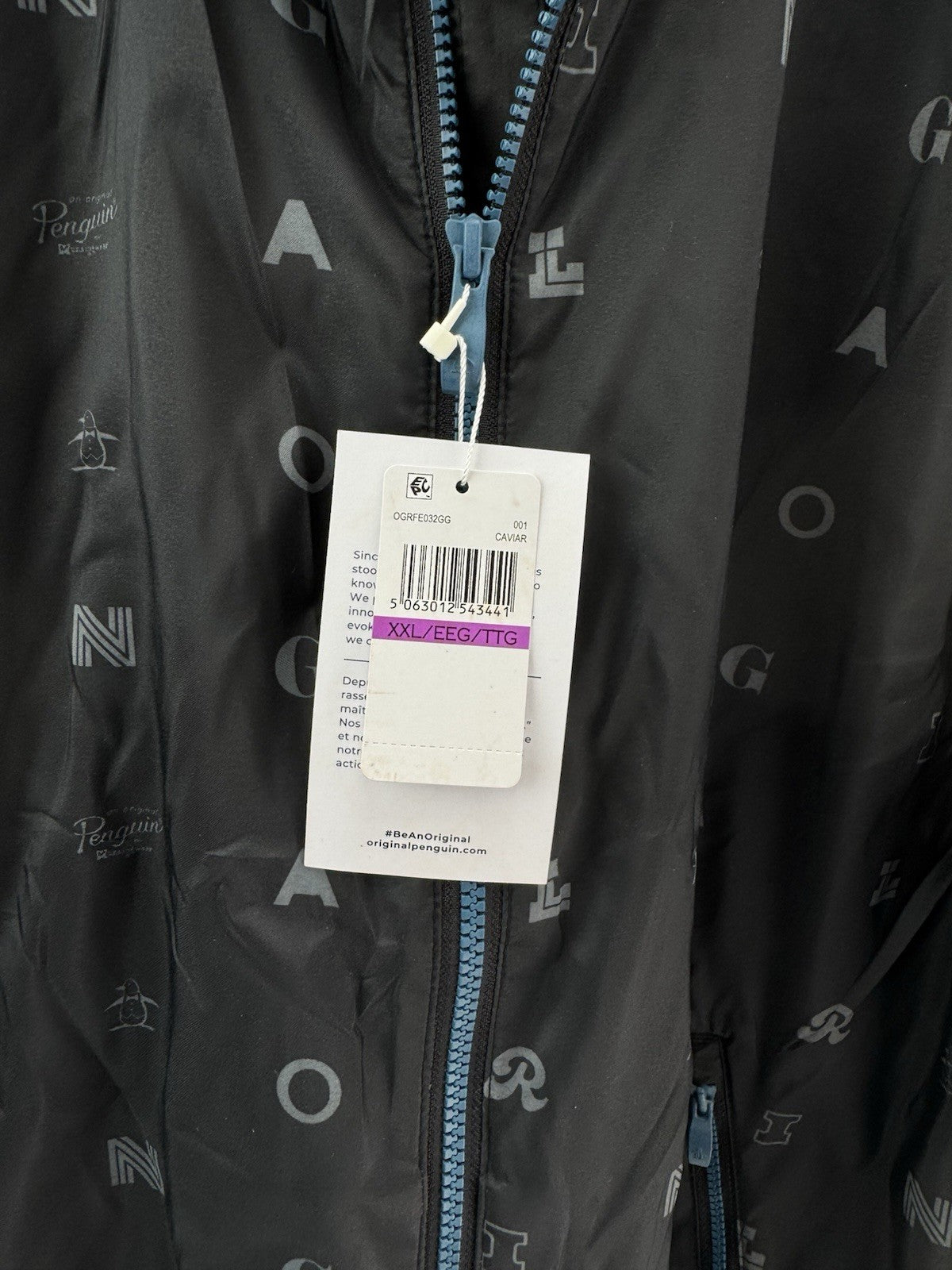 Penguin Original Golf Wind Jacket Logo Print Hood Lightweight UK XXL /New /300646
