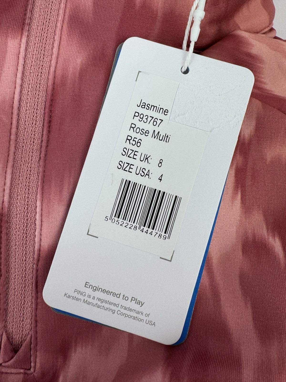 Ping Jasmine Golf Jumper Women's UK Size 8 Rose Multi Long Sleeve Zip Up/315108