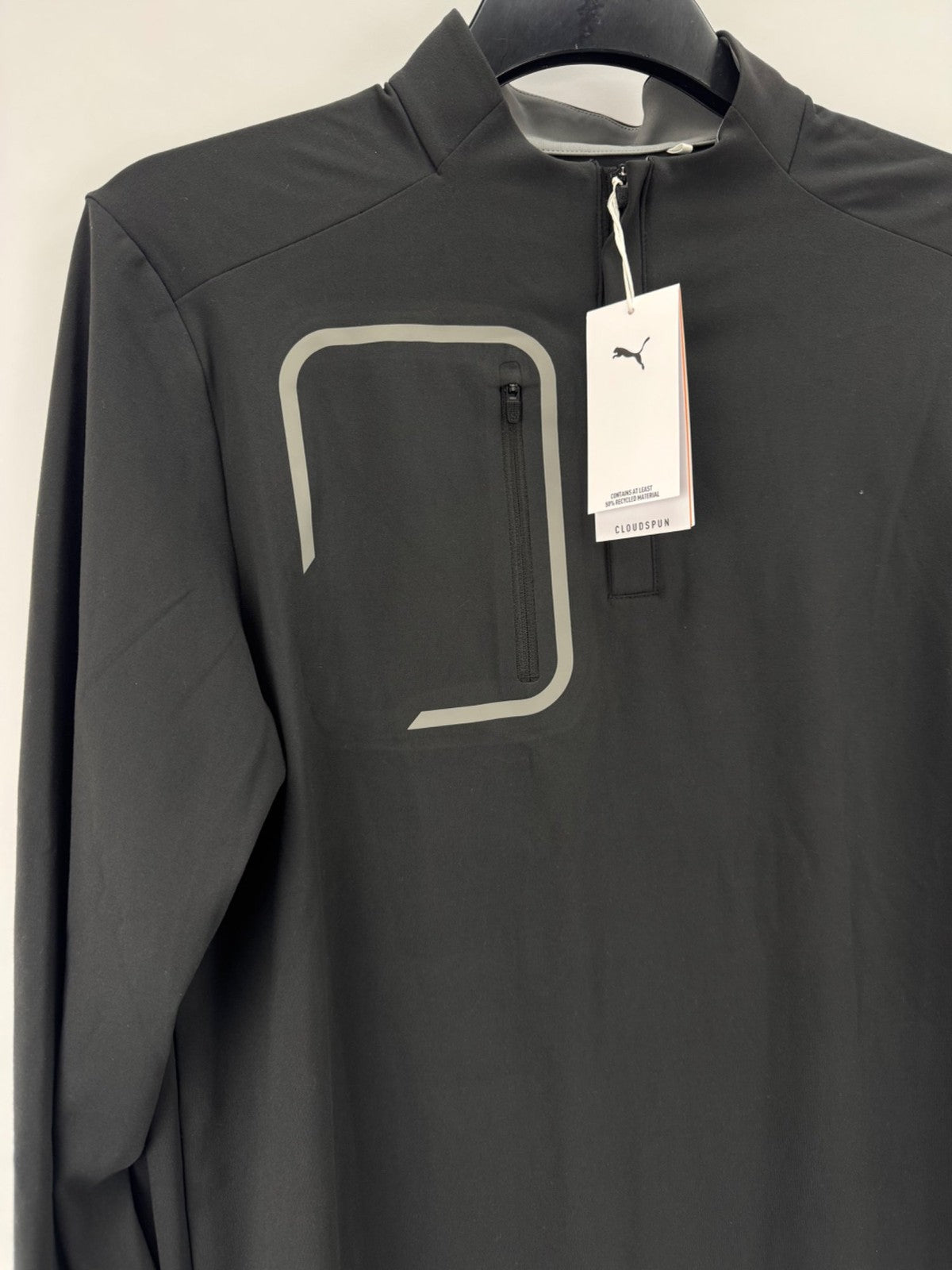 Puma Cloudspun Tech 1/4 Zip Pullover Men's Large Black Lightweight Active/367884