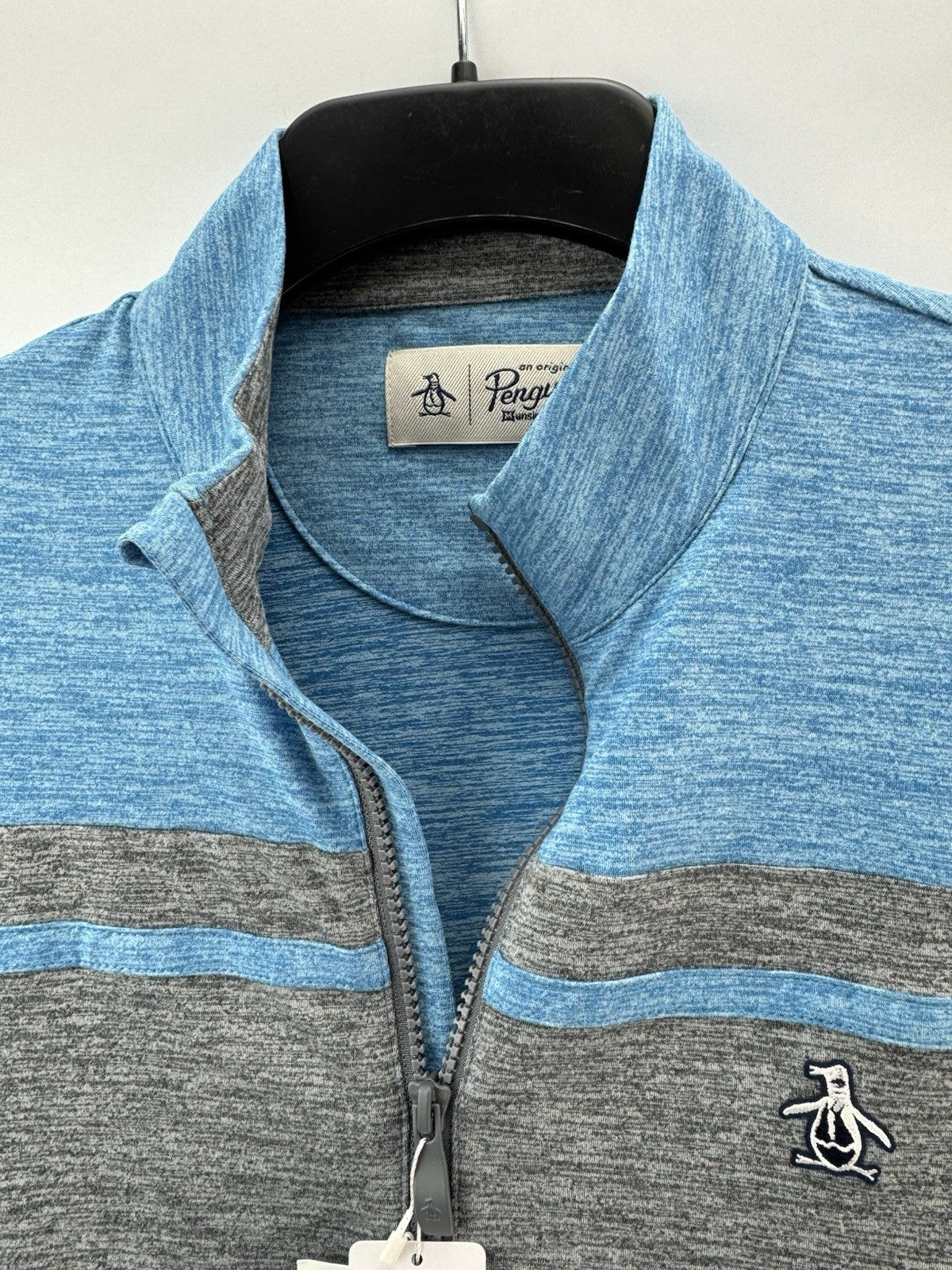 Original Penguin Pullover Colour Block 1/4 Zip UK Small /Blue /New /234208