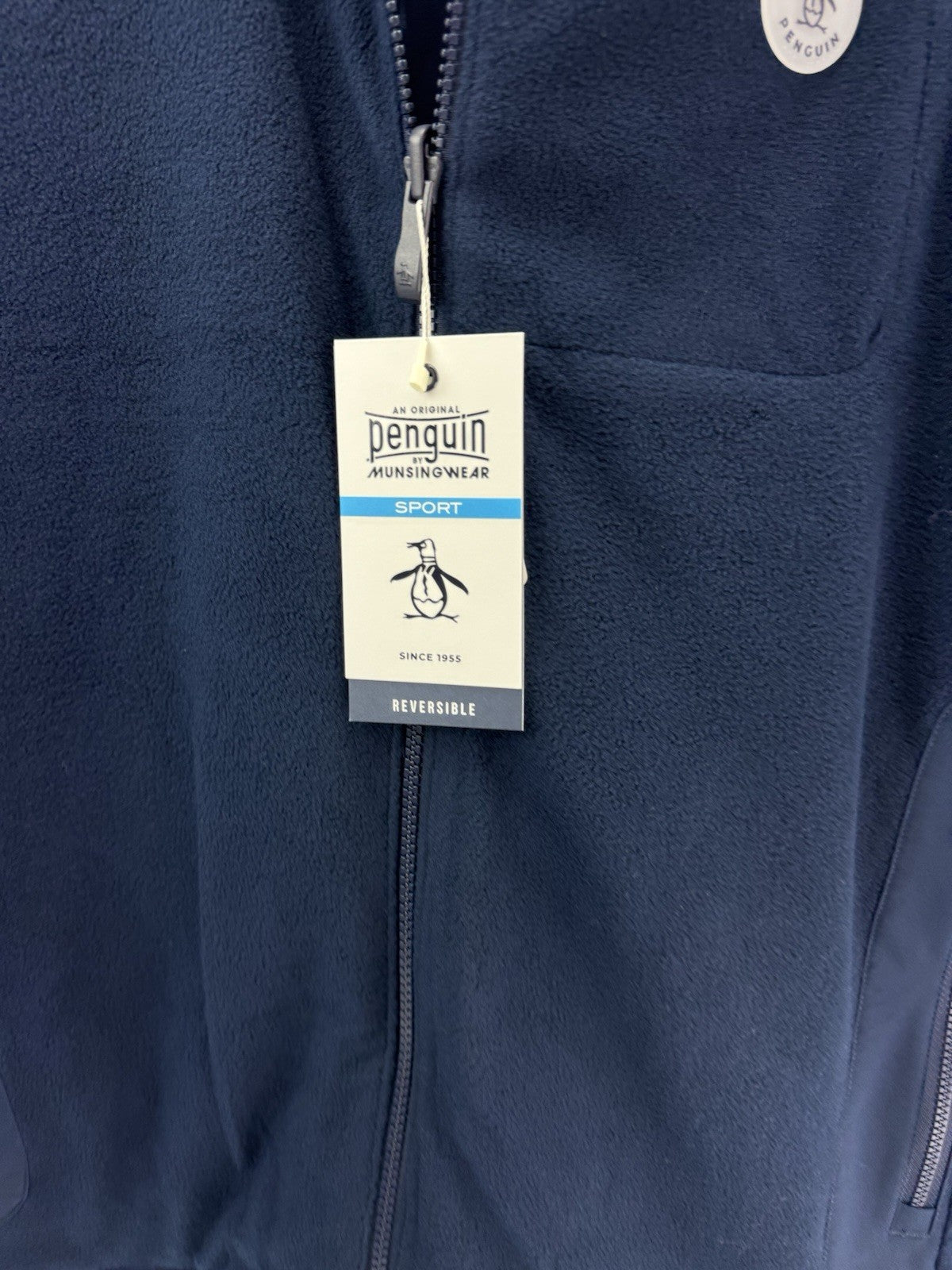 Penguin Golf Gilet Reversible Mixed Media UK XL /Full Zip /Navy /New /305146