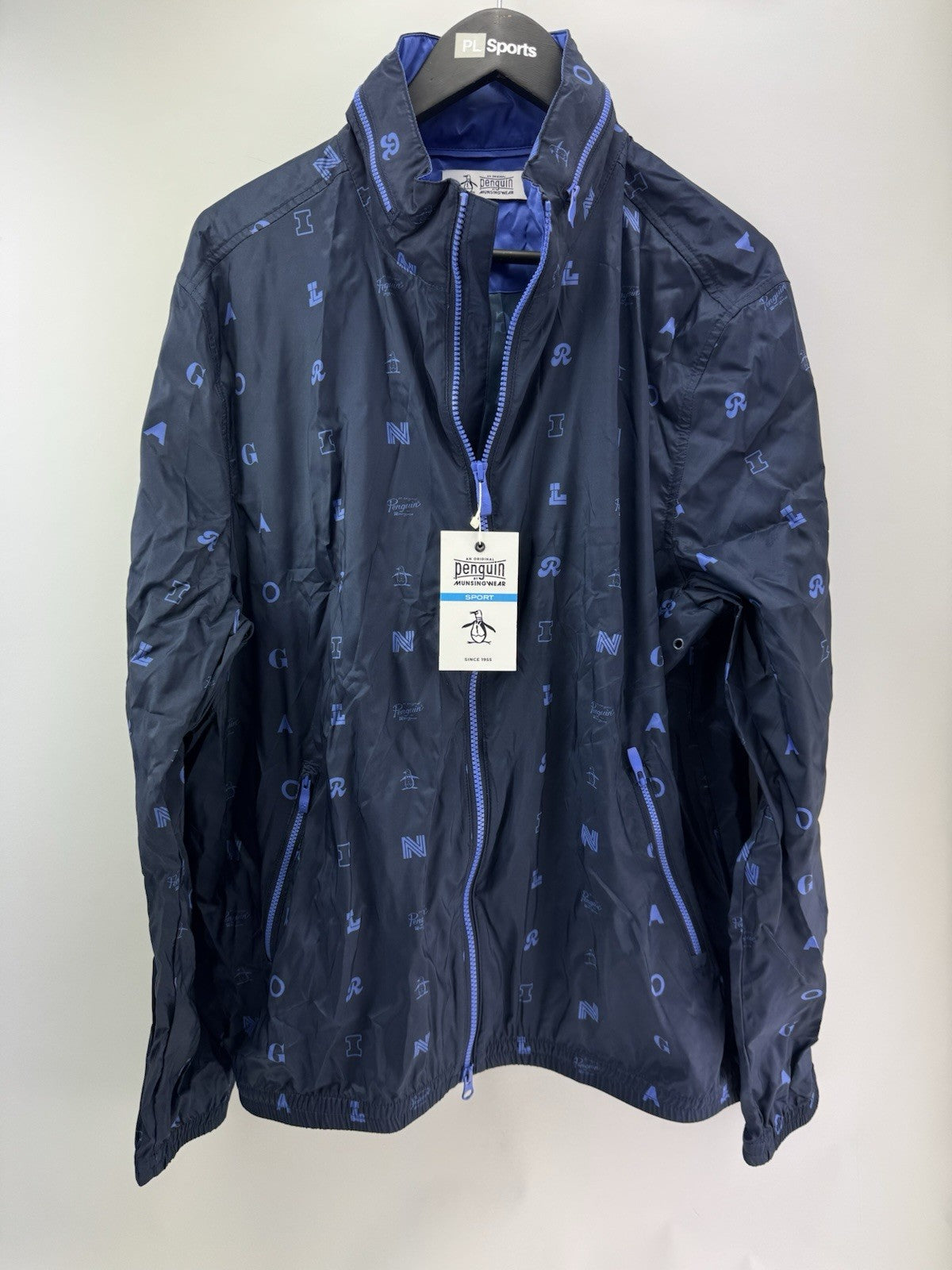 Penguin Original Golf Wind Jacket Logo Print Hood Lightweight UK Large /300570
