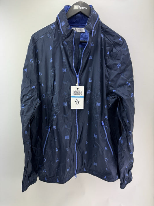 Penguin Original Golf Wind Jacket Logo Print Hood Lightweight UK Large /300570