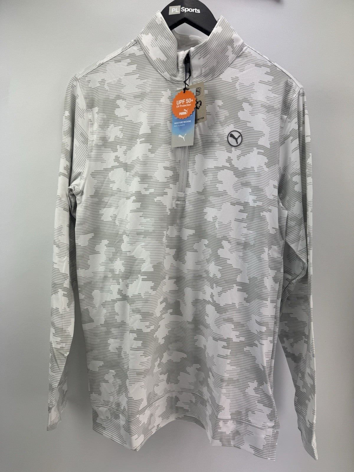 Puma Golf 1/4 Zip Cloudspun Pullover Camo Mens UK Small /White Glow /New /308090