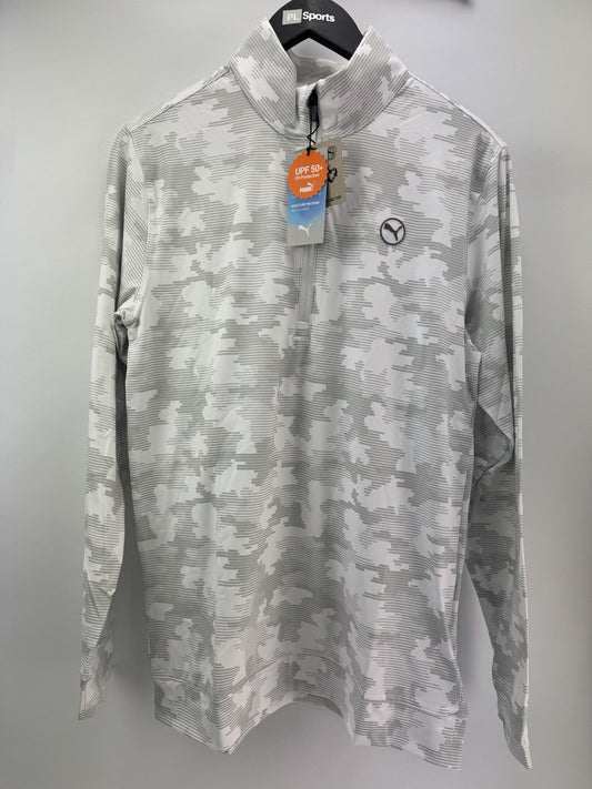 Puma Golf 1/4 Zip Cloudspun Pullover Camo Mens UK Small /White Glow /New /308090