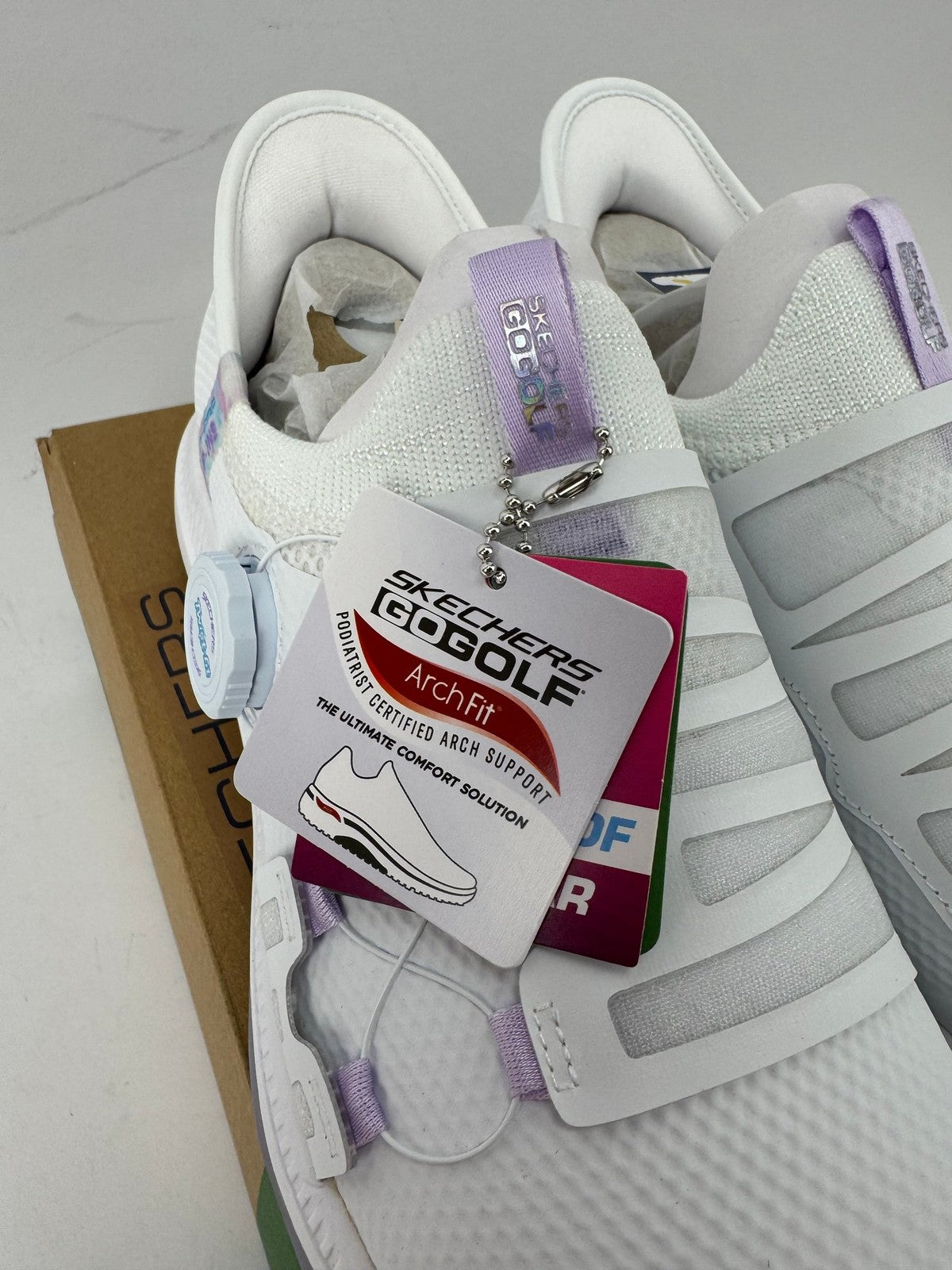 Skechers Go Golf Elite 5 Slip In Women's Size 5.5 White Lavender Arch Fit/349866