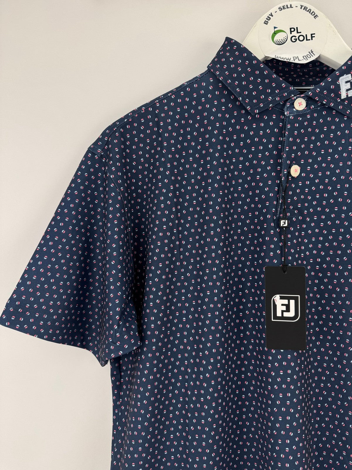 FootJoy Men’s Bounce Print Pique Polo Shirt Size Medium Dark Denim/330502