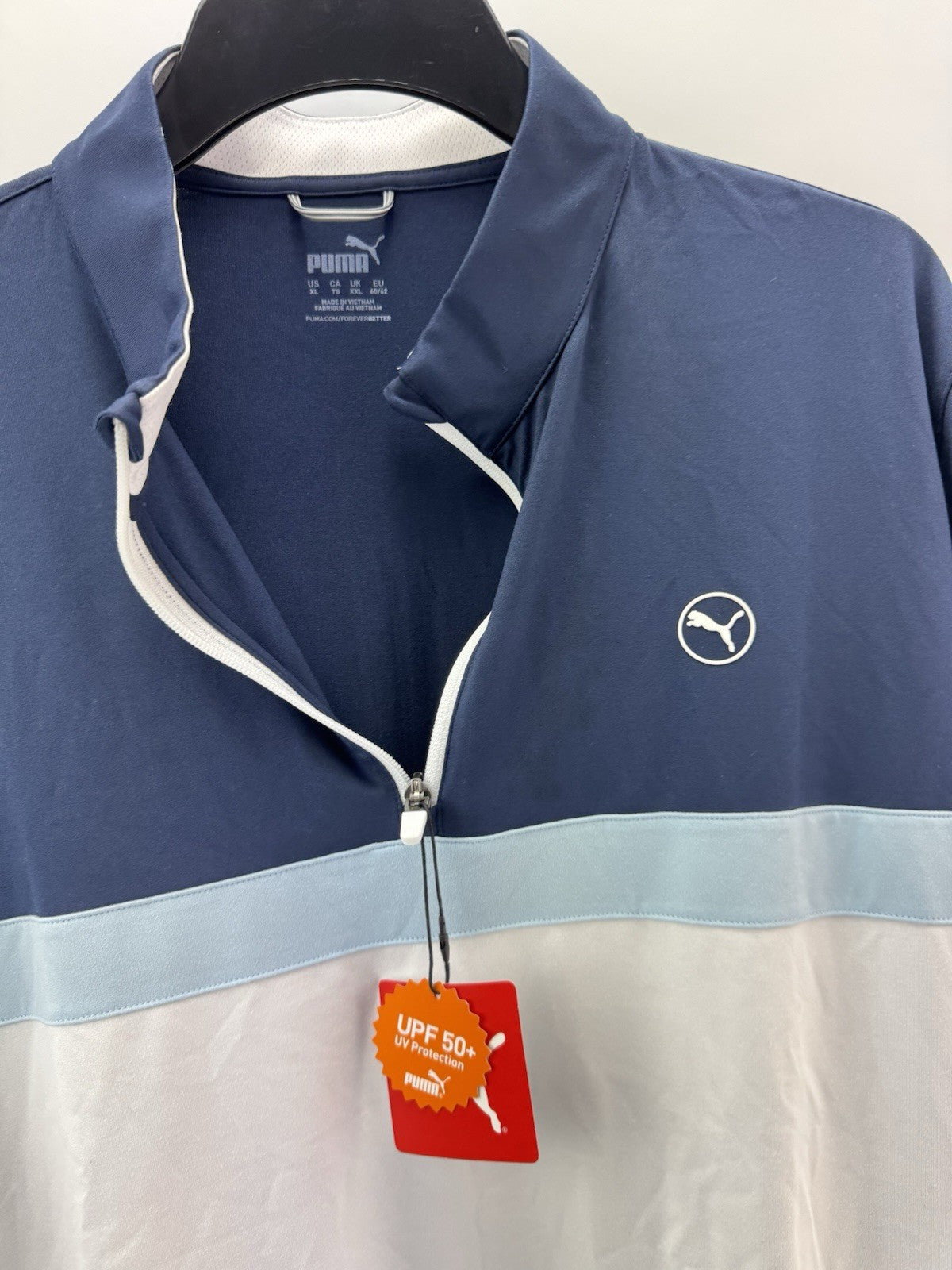 Puma Golf Colorblock Pullover 1/4 Zip UK XXL /White/Navy /New /272273