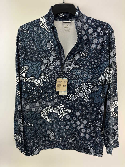 Puma Golf 1/4 Zip Cloudspun Bloom Pullover Mens UK Large /Navy /New /256370