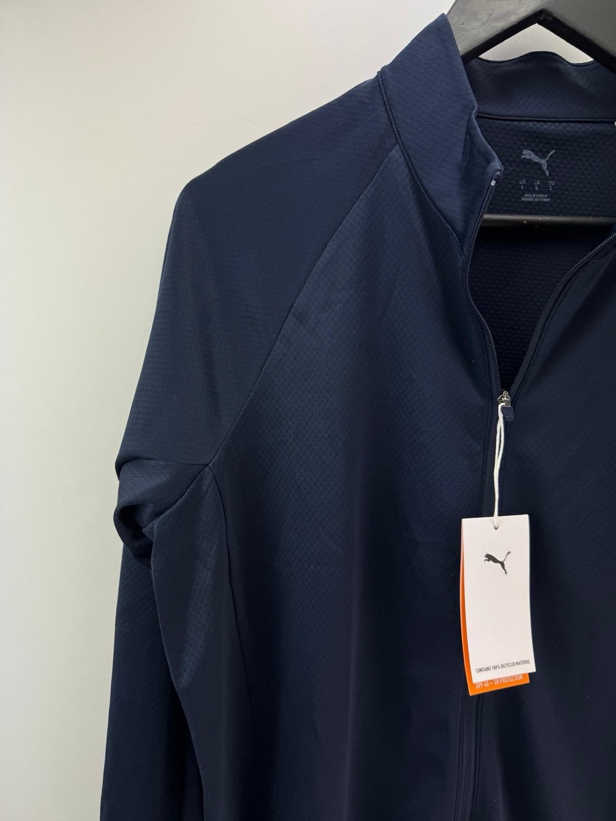Womens Puma Lightweight Full Zip Knitted Golf Jacket Deep Navy Size L/ 300802