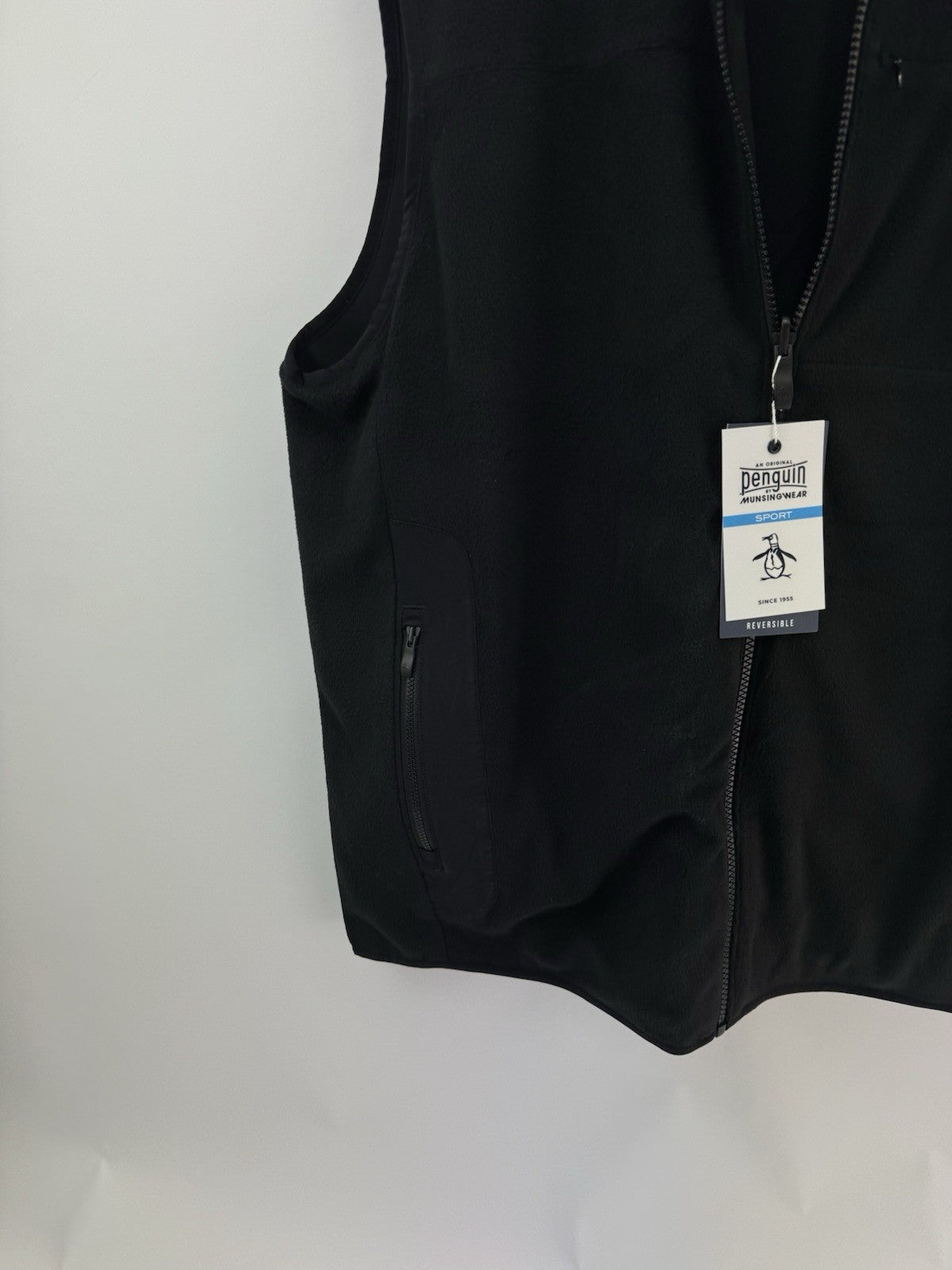 Original Penguin Golf Gilet Vest Reversible UK XL /Fleece /Black /New /305161