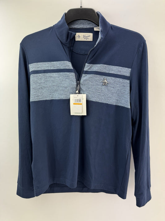 Original Penguin Pullover Colour Block 1/4 Zip UK Small /Navy /New /237220