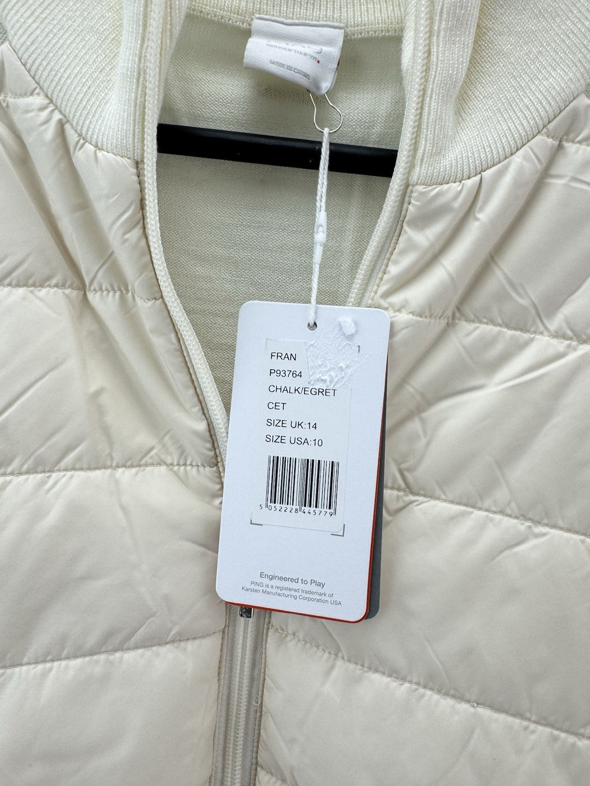 Ping Golf Ladies Jacket Fran Hybrid Full Zip UK 14 /Cream /New /279765