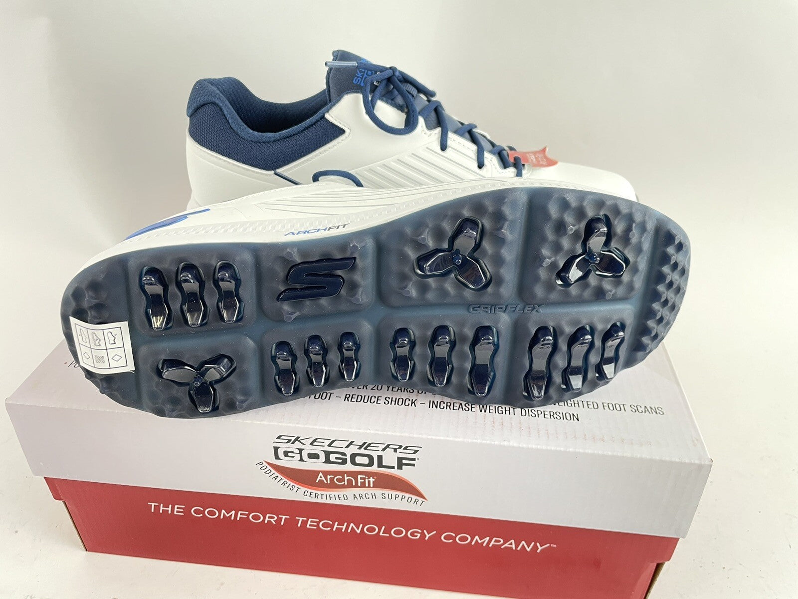Skechers Elite 5 GF Golf Shoes Arch Fit UK 7 /Waterproof /White/Blue /Brand New5