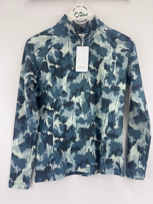 Ping Jasmine Golf Jumper Women's UK Size 6 Navy Multi Long Sleeve Zip Up/315060