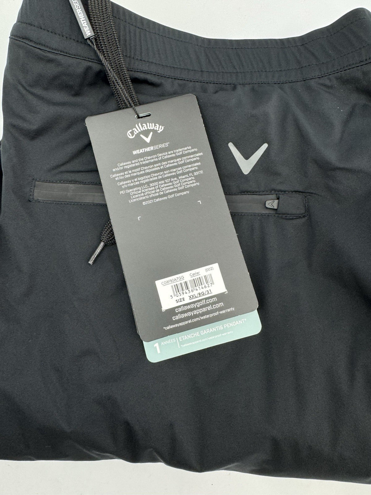Callaway Stormlite Waterproof Trousers Mens /Size XXL 31 Leg /Black /New /242264