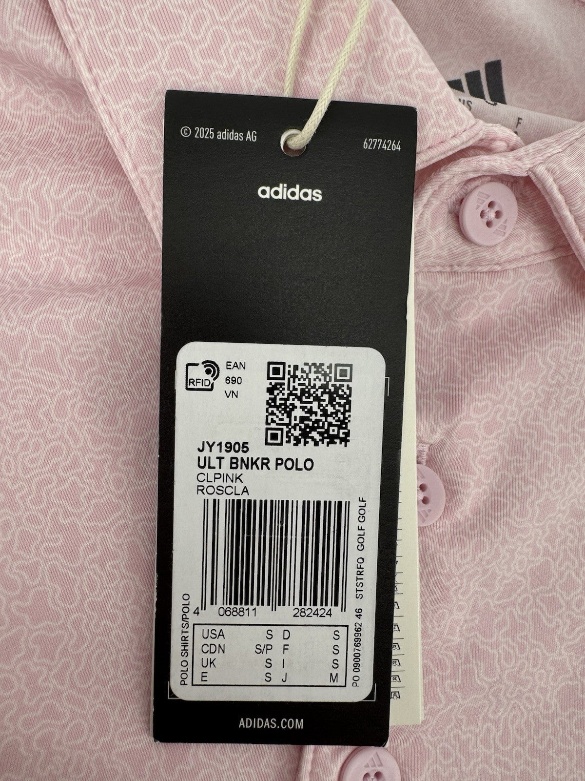 Adidas Ultimate365 Mini Bunker Golf Polo Shirt Men's Size Small/3295112