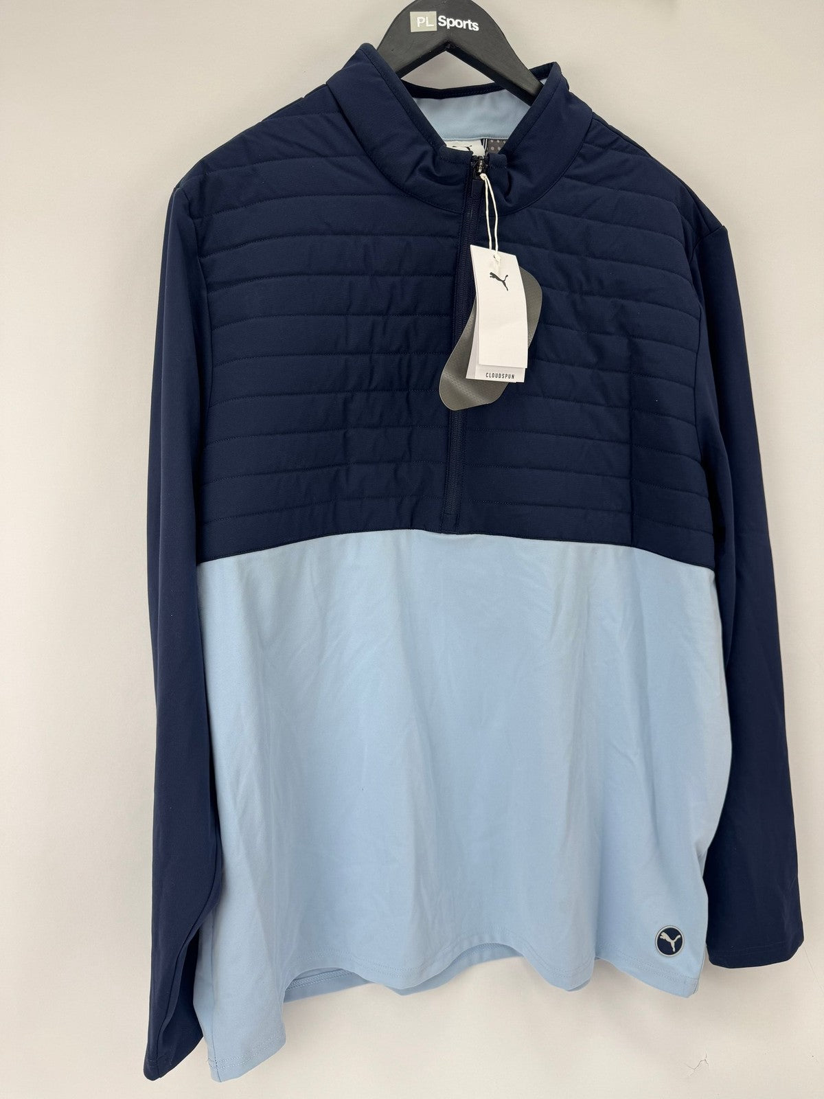 Puma Cloudspun Tech Hybrid Jacket Men's XL Deep Navy Light Blue Full Zip/354084