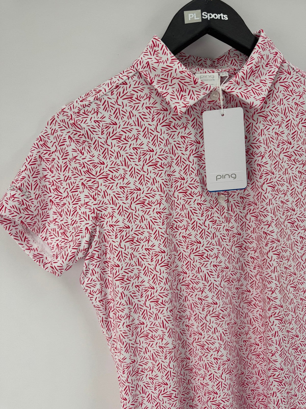 Ping Aeria P93782 Women's Golf Polo Shirt Size UK 10 Fuchsia Foliage/354002