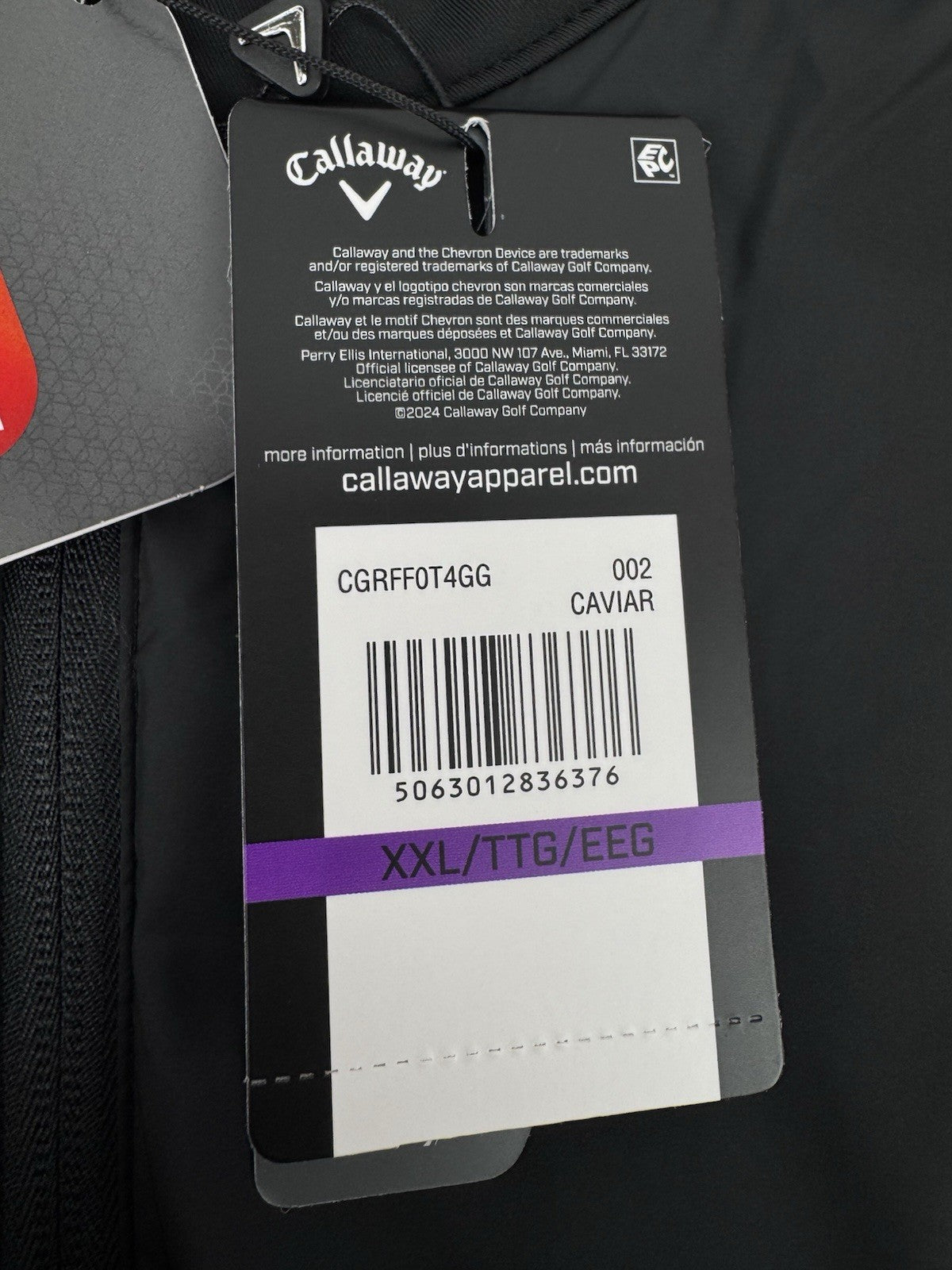 Callaway Weather Series Golf Wind Vest Men's Size XXL Black Lightweight/3239410