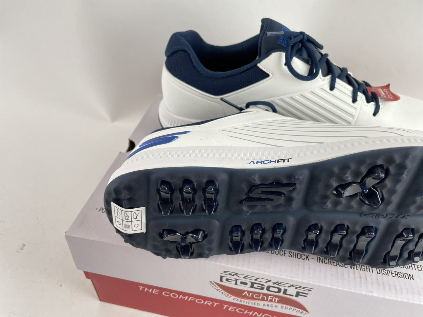 Skechers Elite 5 GF Golf Shoes Arch Fit UK 7 /Waterproof /White/Blue /Brand New7