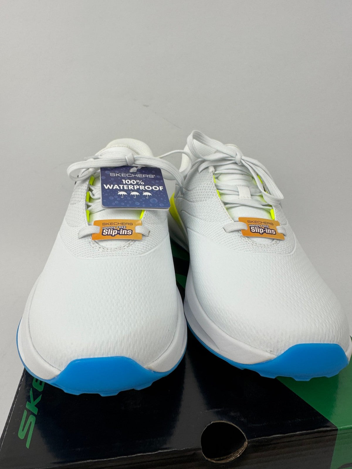 Skechers Flow Slip Ins Mens Golf Shoes UK 8 Waterproof White/Yellow/349757