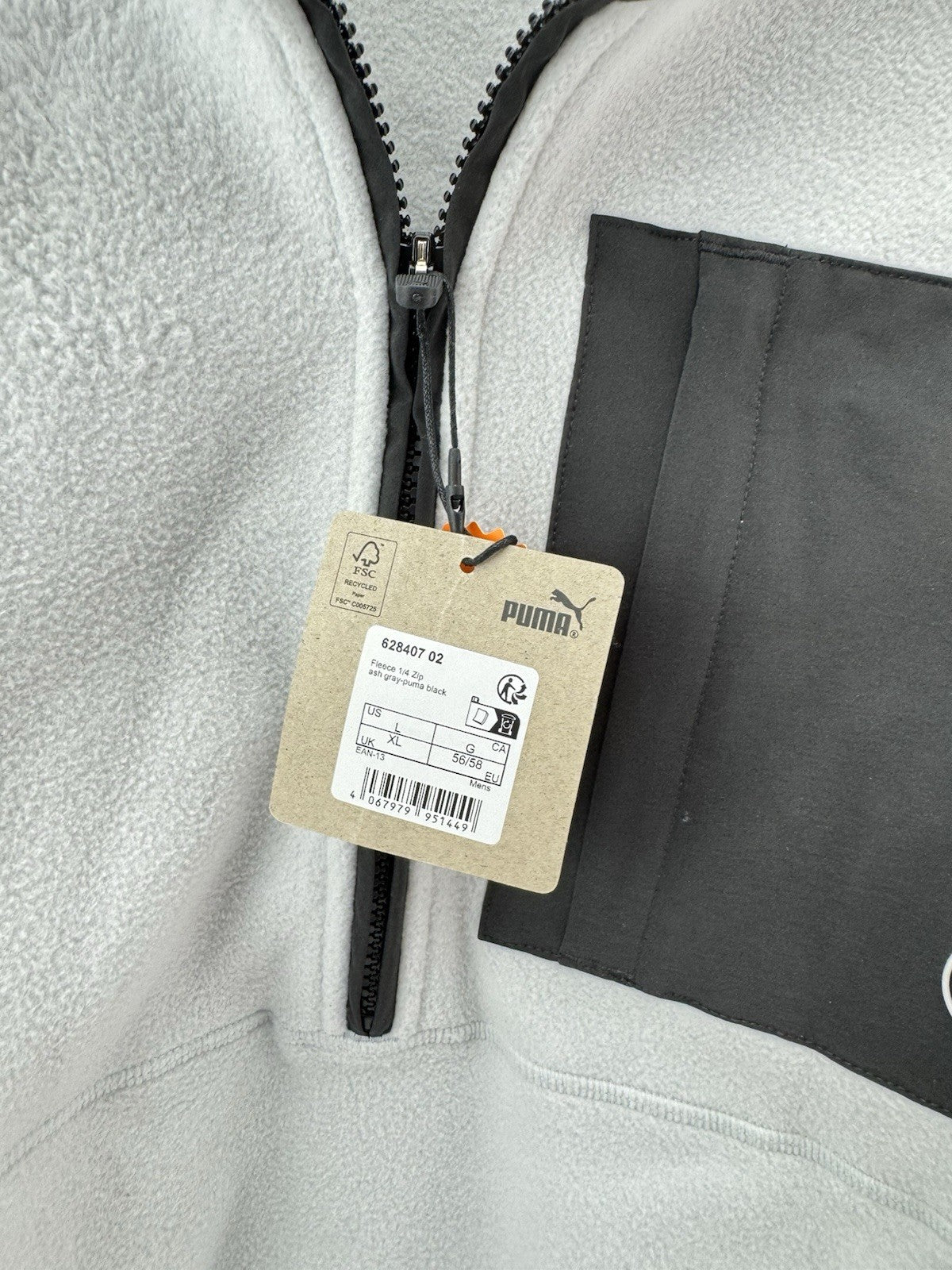 Puma Golf Mens Fleece 1/4 Zip Pullover Grey UK XL /New /256326