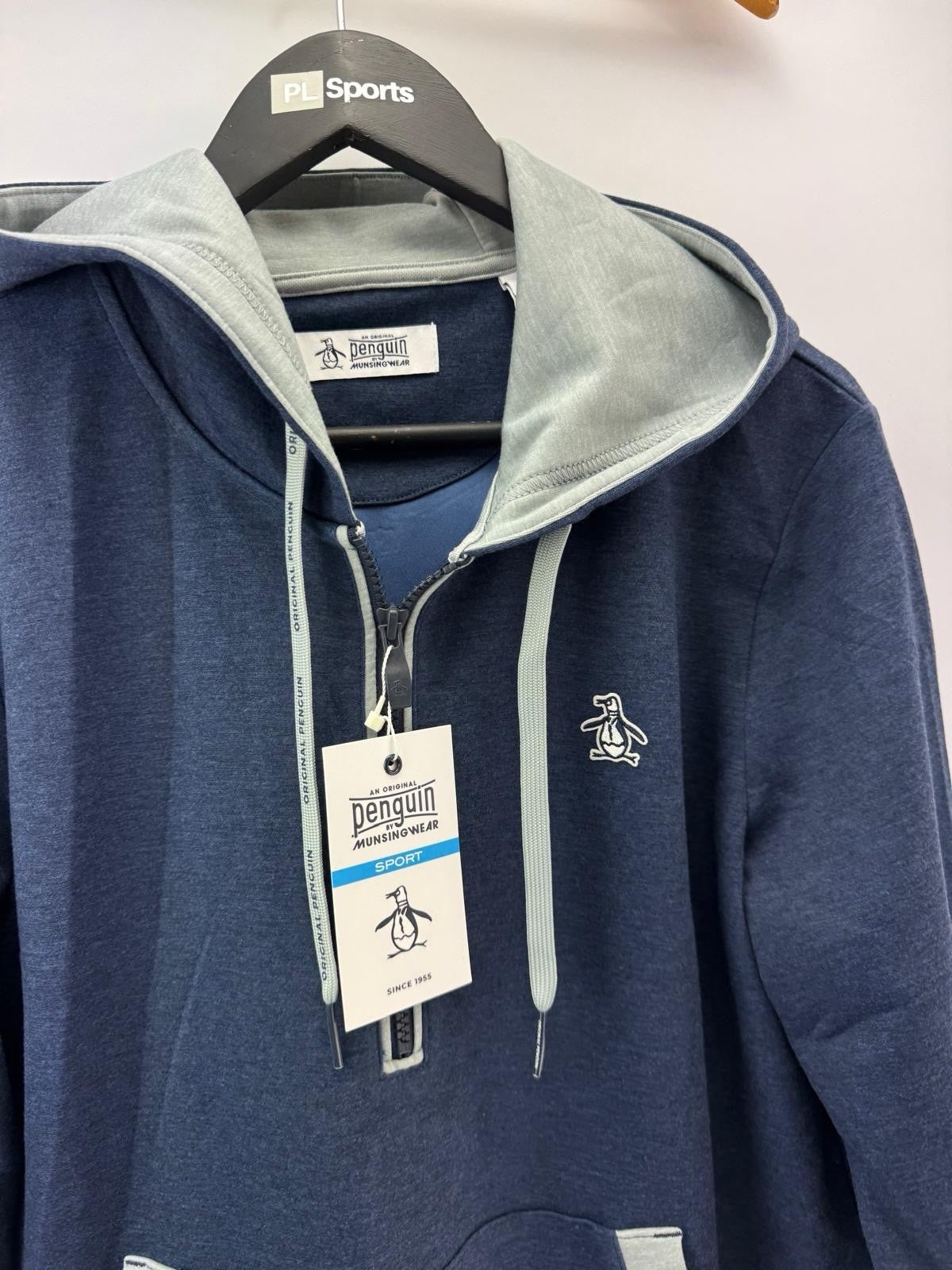 Original Penguin Golf Hoodie 1/4 Zip Earl Colour Block UK S /Navy /New /306443