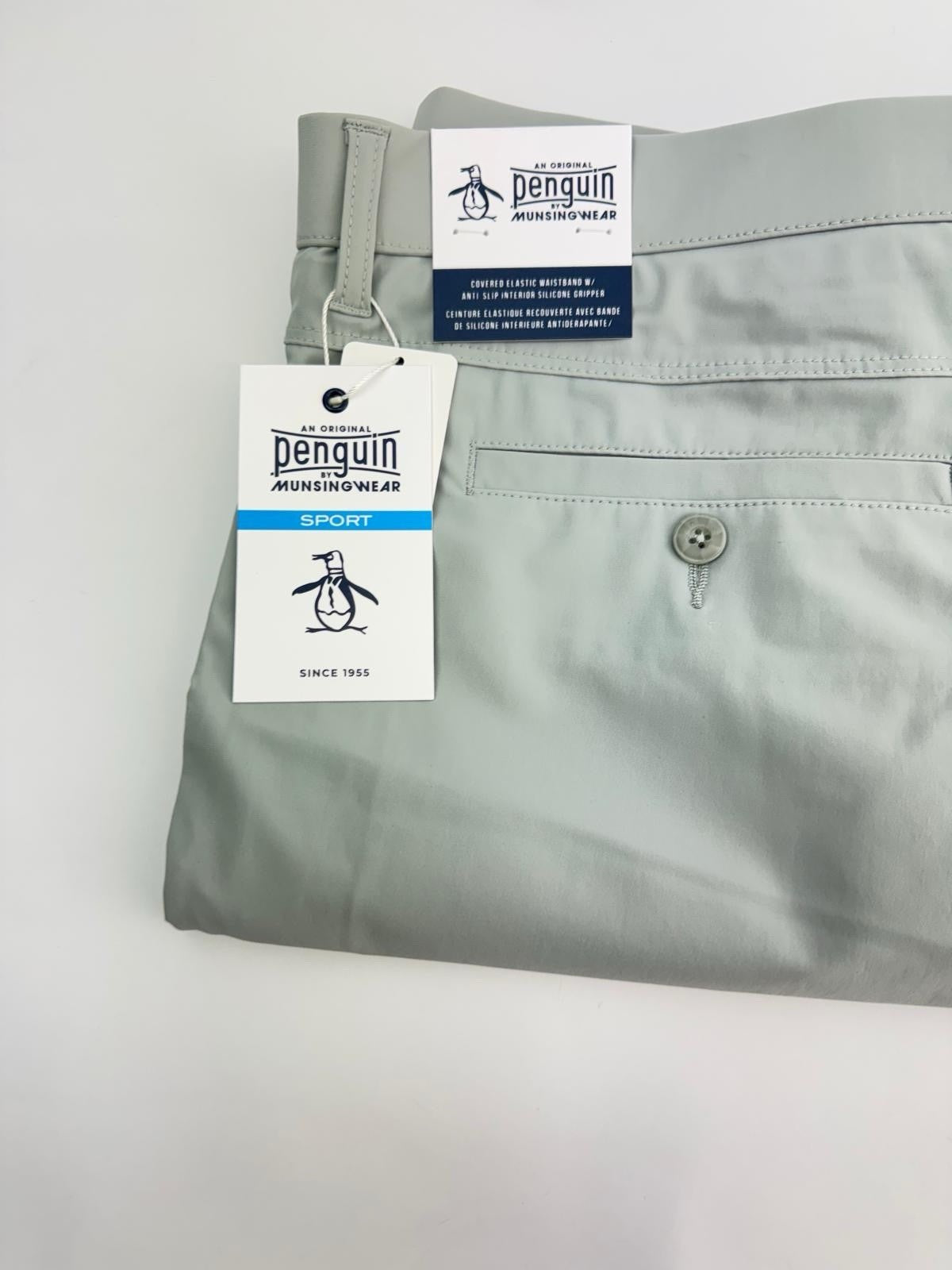 Men’s Original Penguin The Player 9” Golf Shorts Quarry Grey Size 38” New/306391